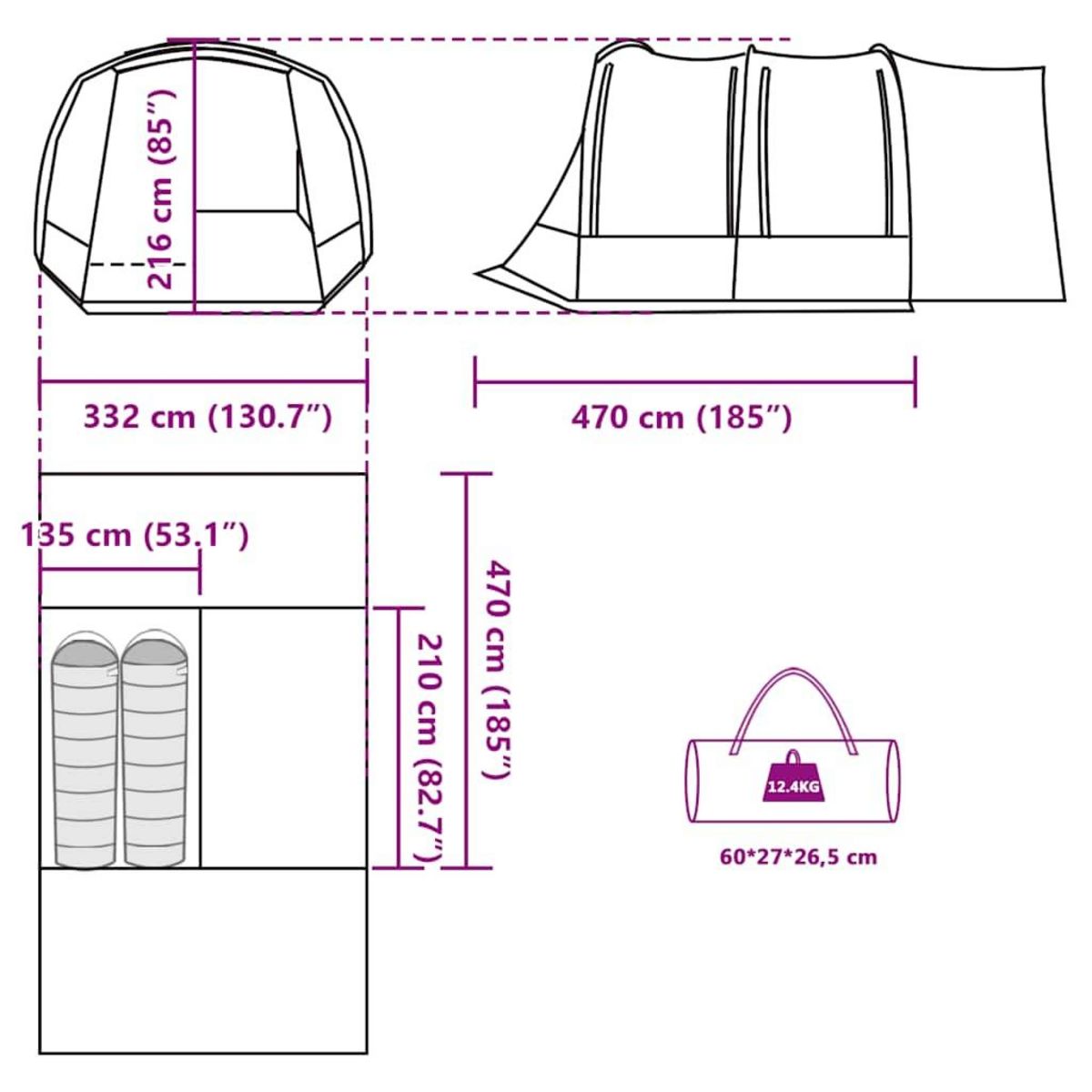 VIDAXL Tente de voiture 2 personnes vert impermeable
