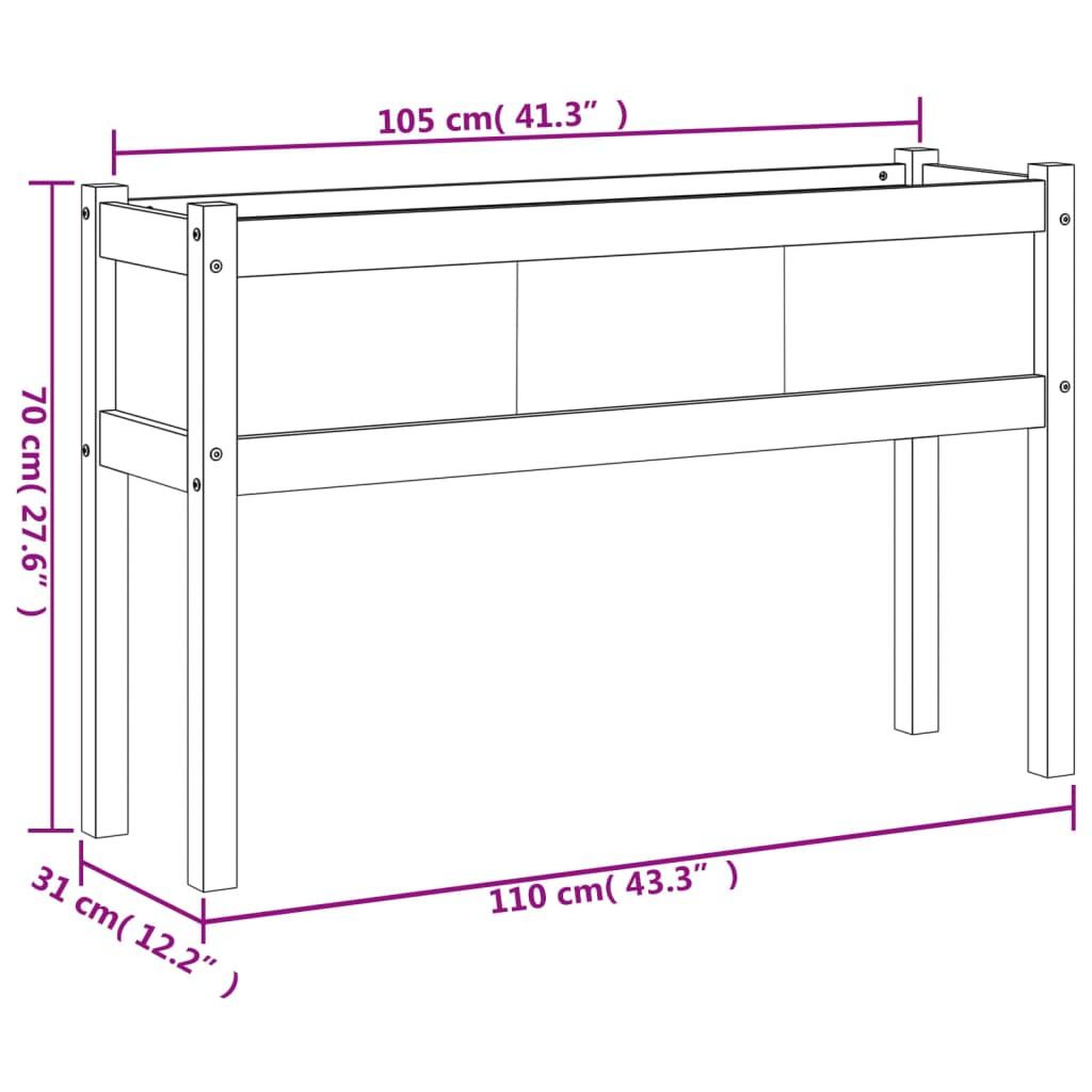Voir la diapositive 6 : VIDAXL Jardinieres avec pieds blanc 110x31x70 cm bois de pin massif