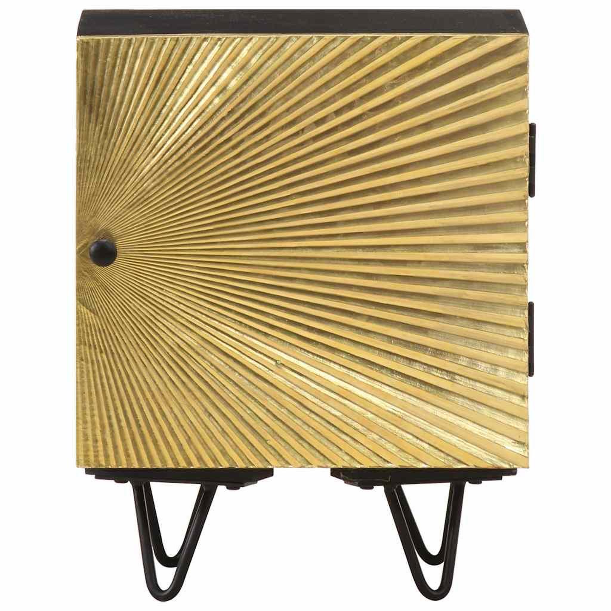 Voir la diapositive 2 : VIDAXL Table de chevet avec front en laiton 40x30x50cm manguier massif