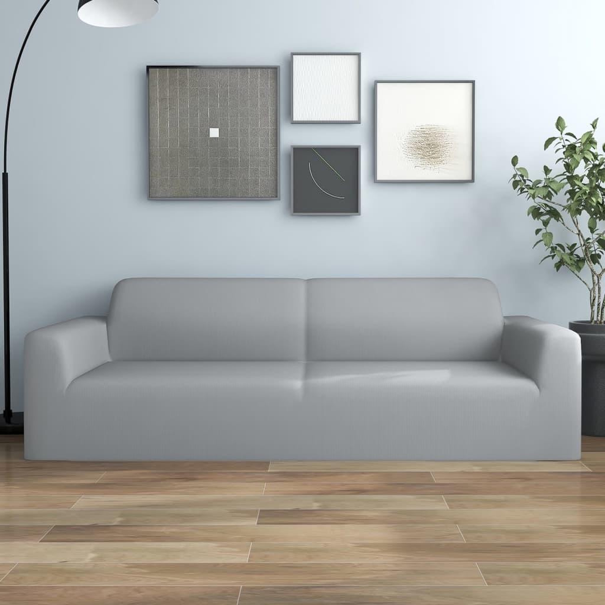 Voir la diapositive 1 : VIDAXL Housse extensible de canape 2 places Gris Jersey de polyester