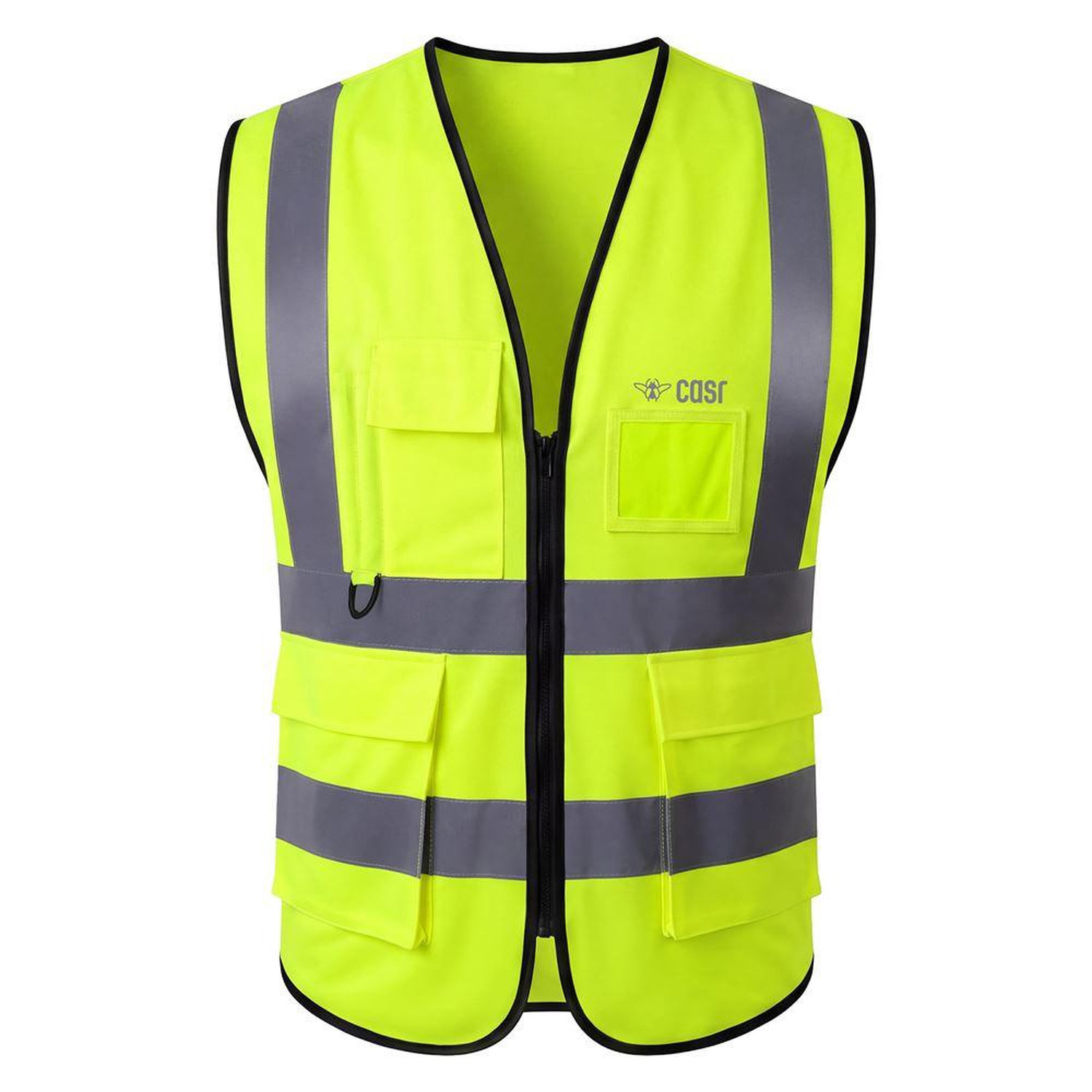 Gilet de sécurité haute visibilité taille S jaune fluo, bandes réfléchissantes, fermeture zippée devant, norme EN ISO 20471 classe 2