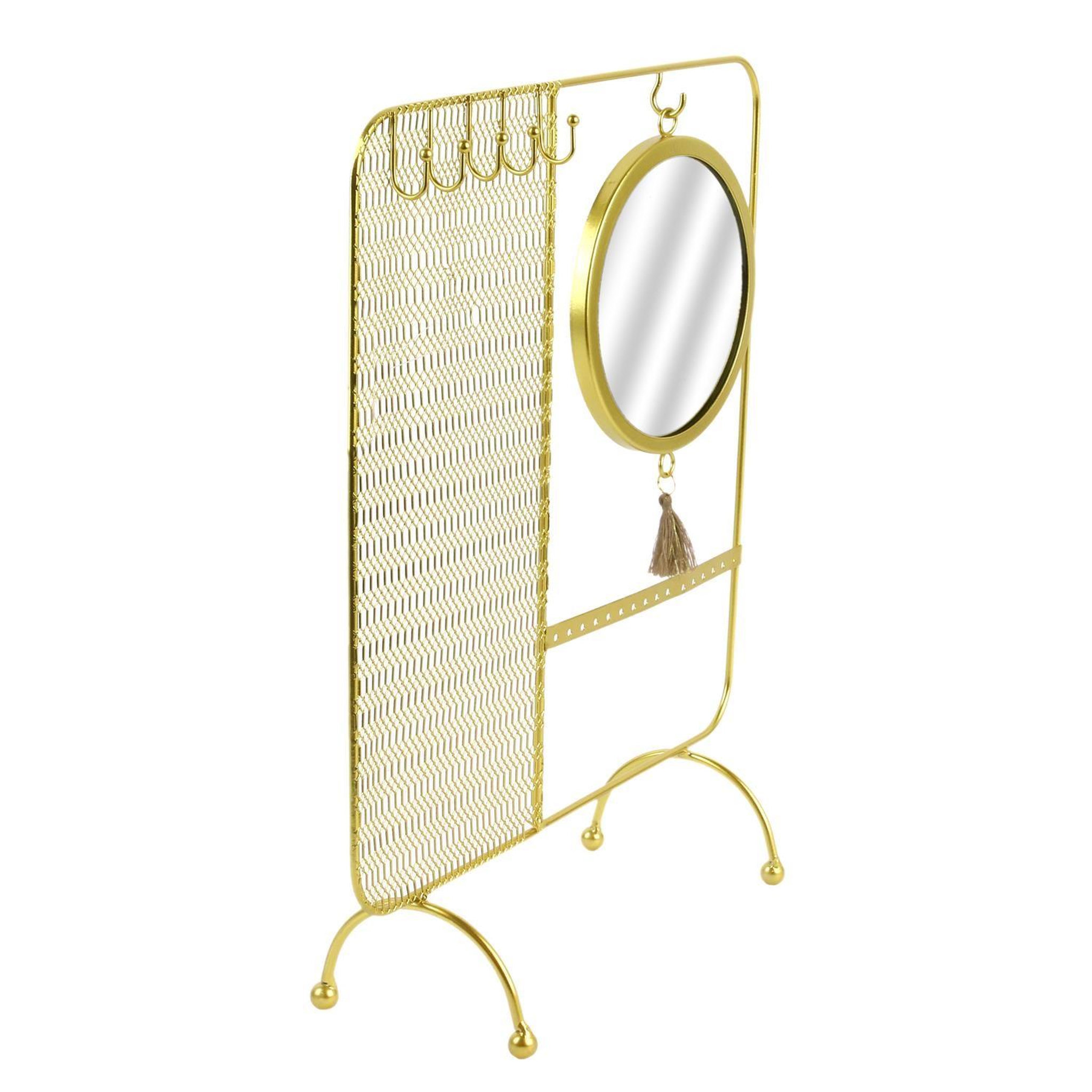 Voir la diapositive 3 : The Home Deco Factory Porte bijoux miroir en métal - Doré