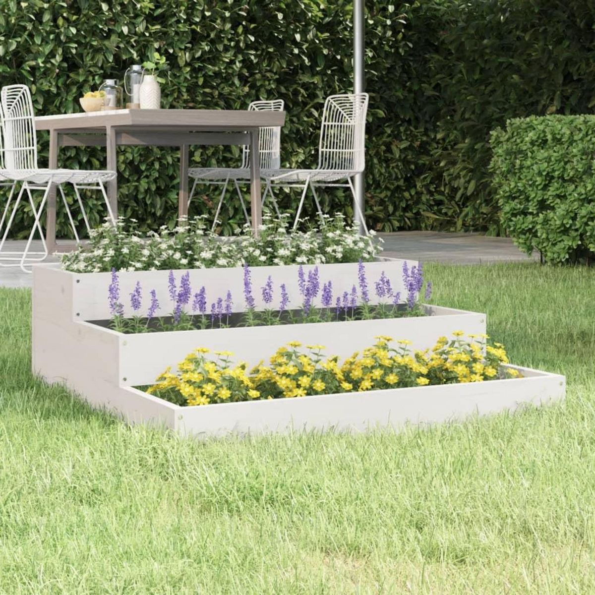 VIDAXL Jardiniere Blanc 78x78x27 cm Bois massif de pin