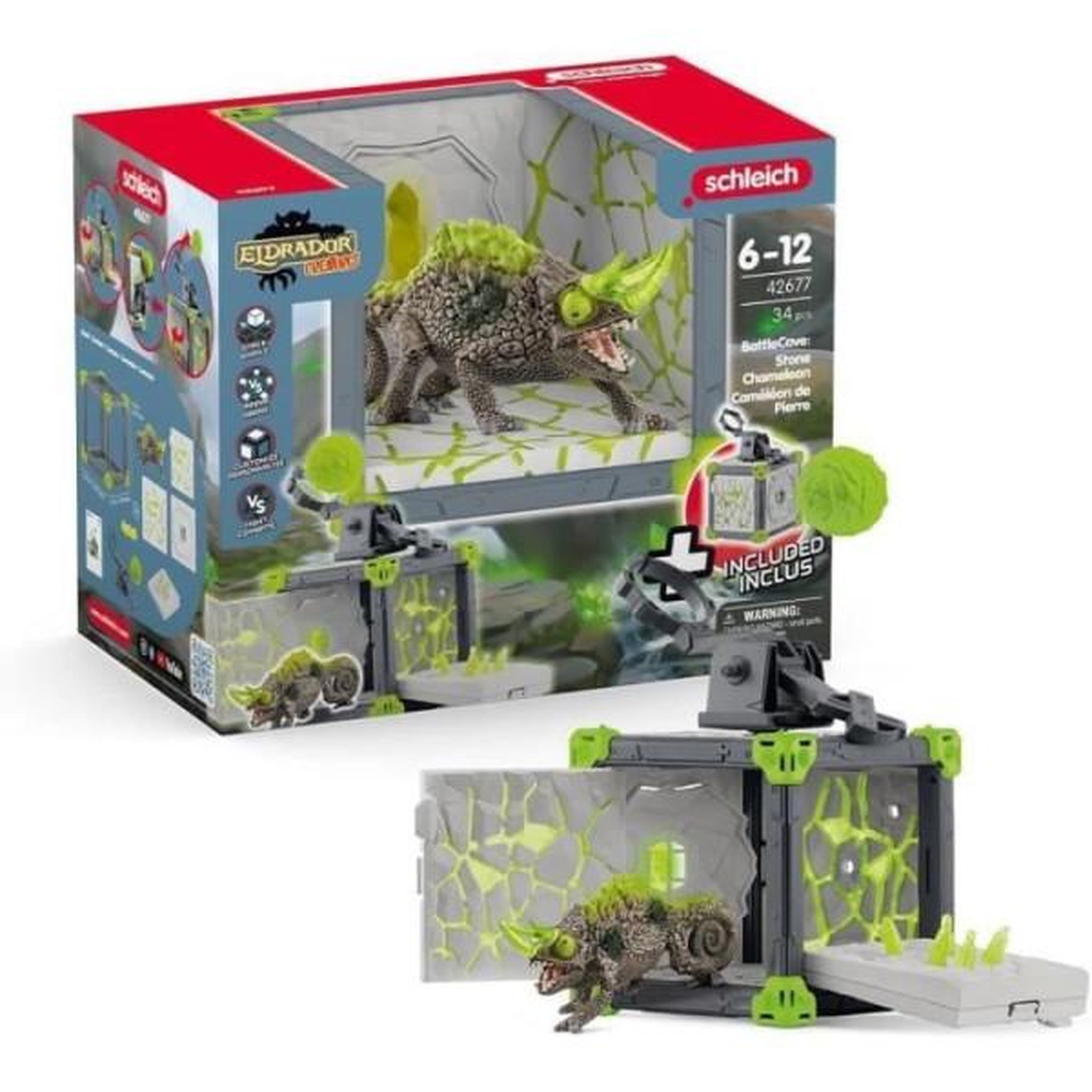 Schleich BattleCave Caméléon de Pierre, Extension de l'arene, SCHLEICH 42677 Eldrador Creatures, des 7 ans