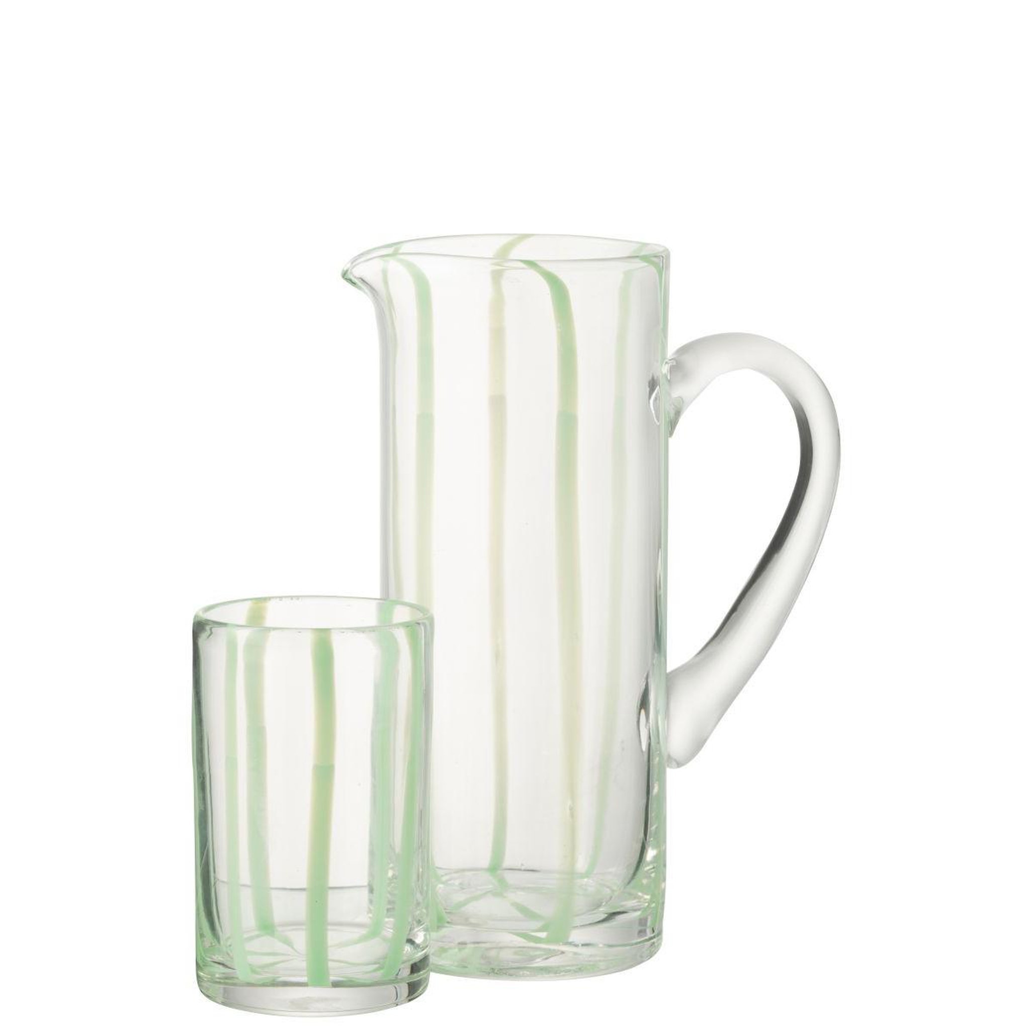 Voir la diapositive 2 : J-LINE Carafe rayures en verre  ophelie  25cm vert