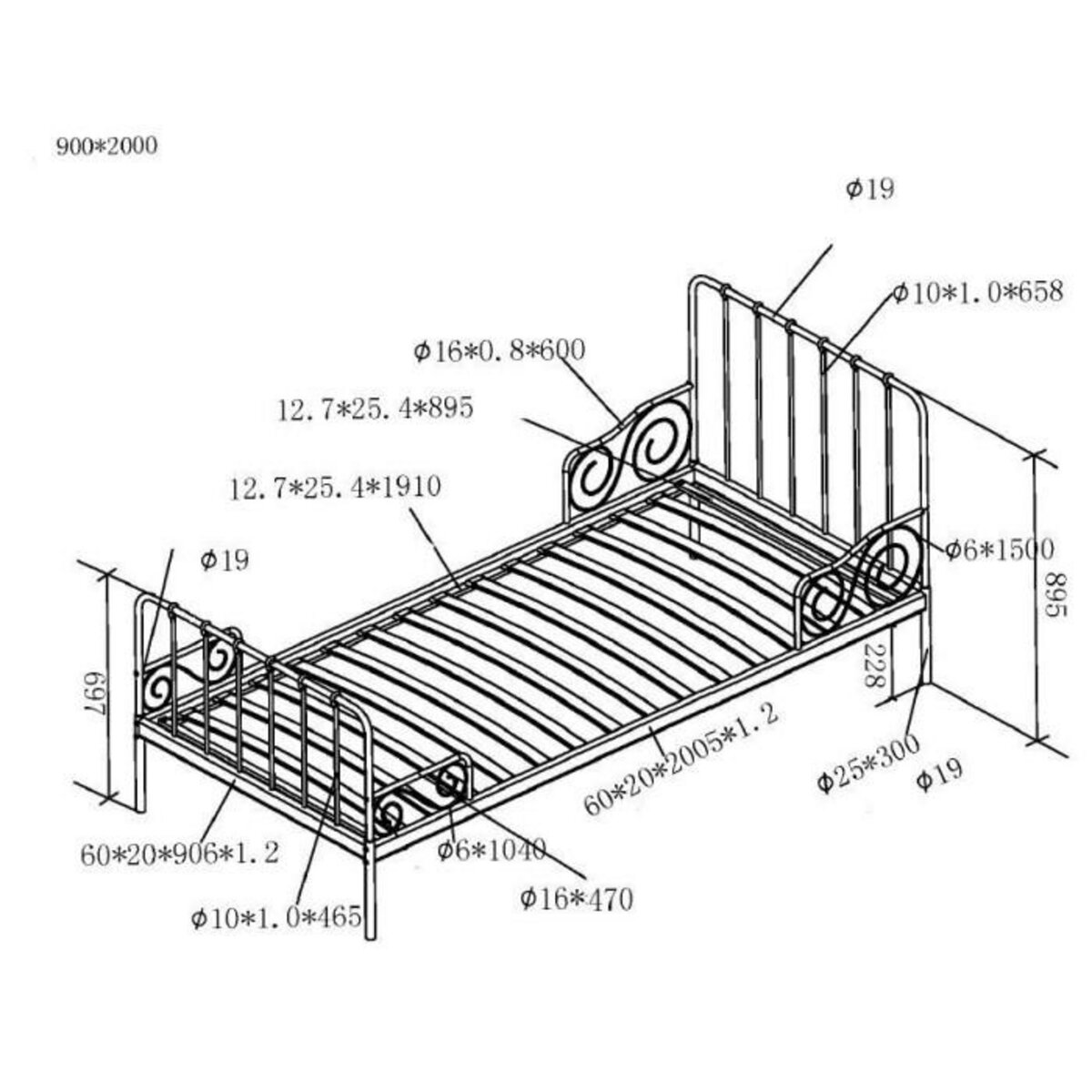 Paris Prix Lit Enfant  Alice  90x200cm Blanc