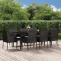 Voir la diapositive 1 : VIDAXL Ensemble a manger jardin 9pcs et coussins noir resine tressee