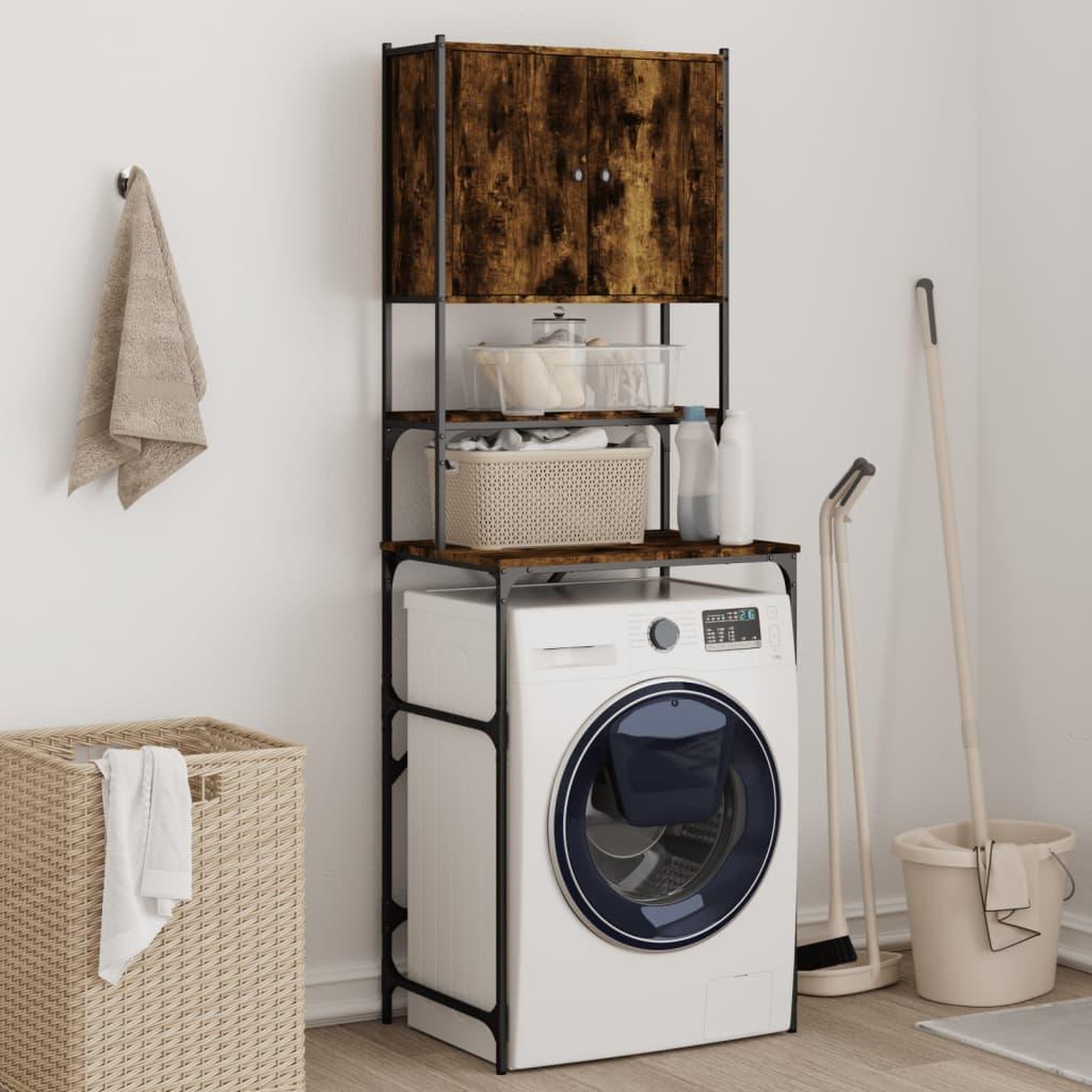 VIDAXL Armoire de machine a laver chene fume 68x48,5x194 cm