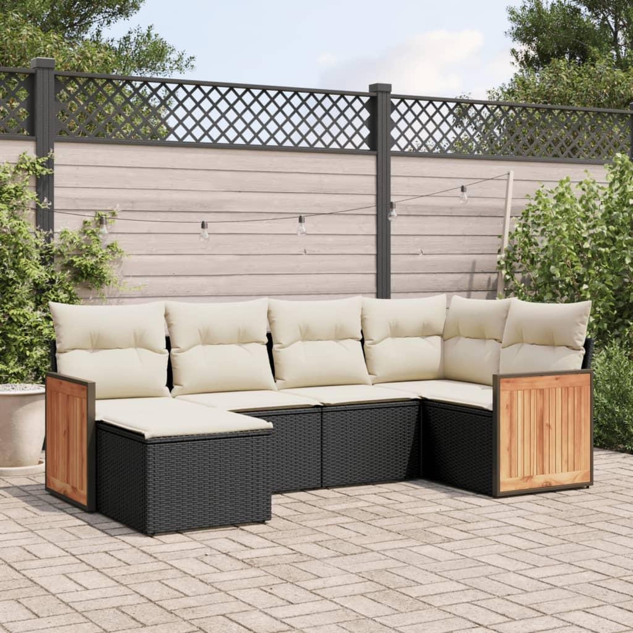 VIDAXL Salon de jardin 6 pcs avec coussins noir resine tressee