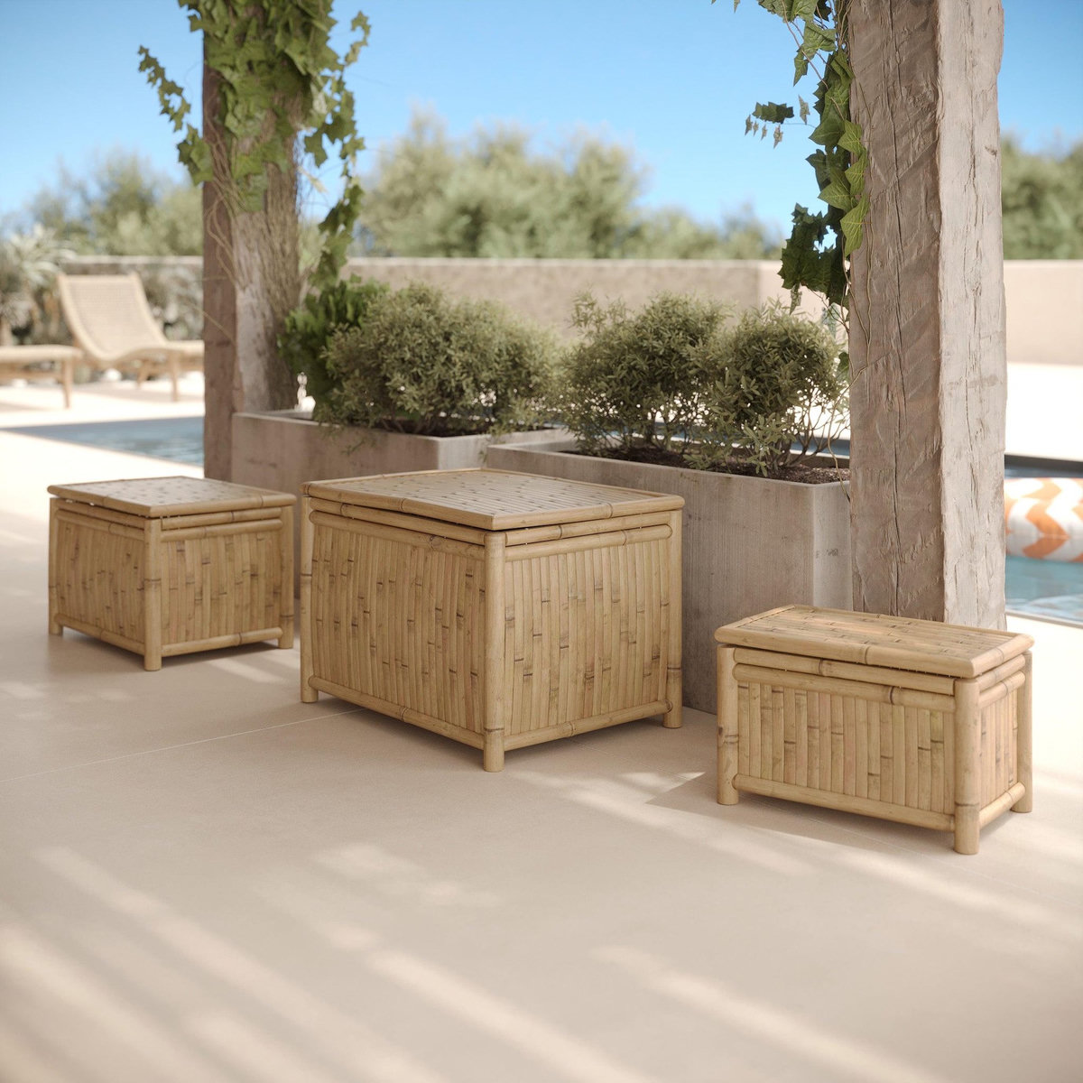 Rendez vous déco Lot de 3 coffres de jardin en bambou-Vadella