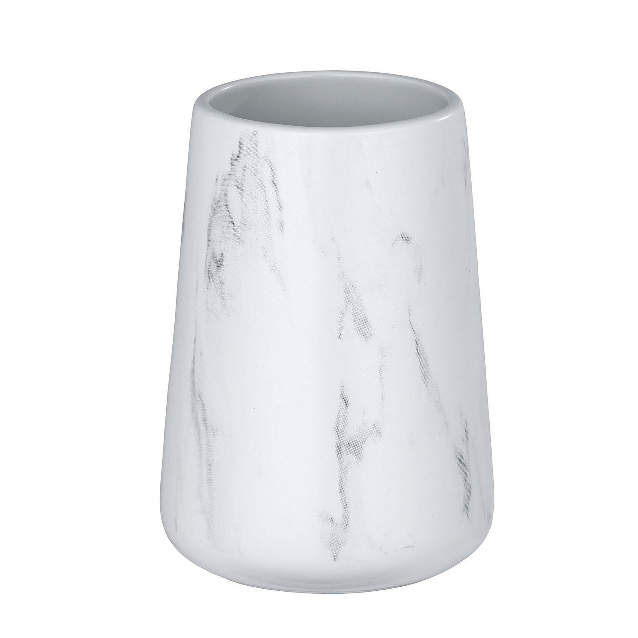 Wenko Gobelet de salle de bain effet marbre adrada - blanc