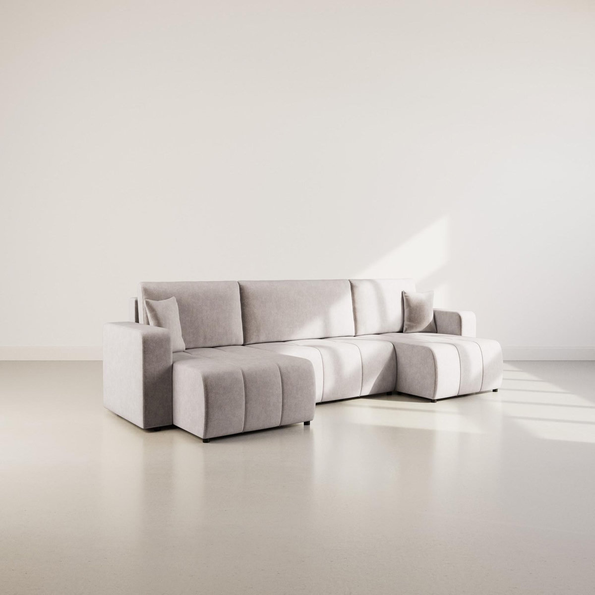 BEST MOBILIER Nicole - canapé panoramique en u 7 places convertible avec coffre en tissu