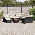 VIDAXL Salon de jardin 11 pcs avec coussins noir resine tressee