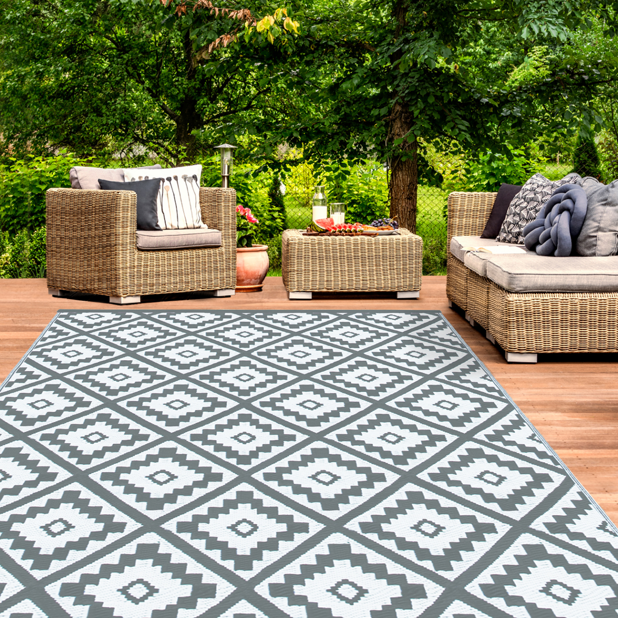 Voir la diapositive 2 : ID MARKET Tapis extérieur BAHAMAS gris 180 x 280 CM