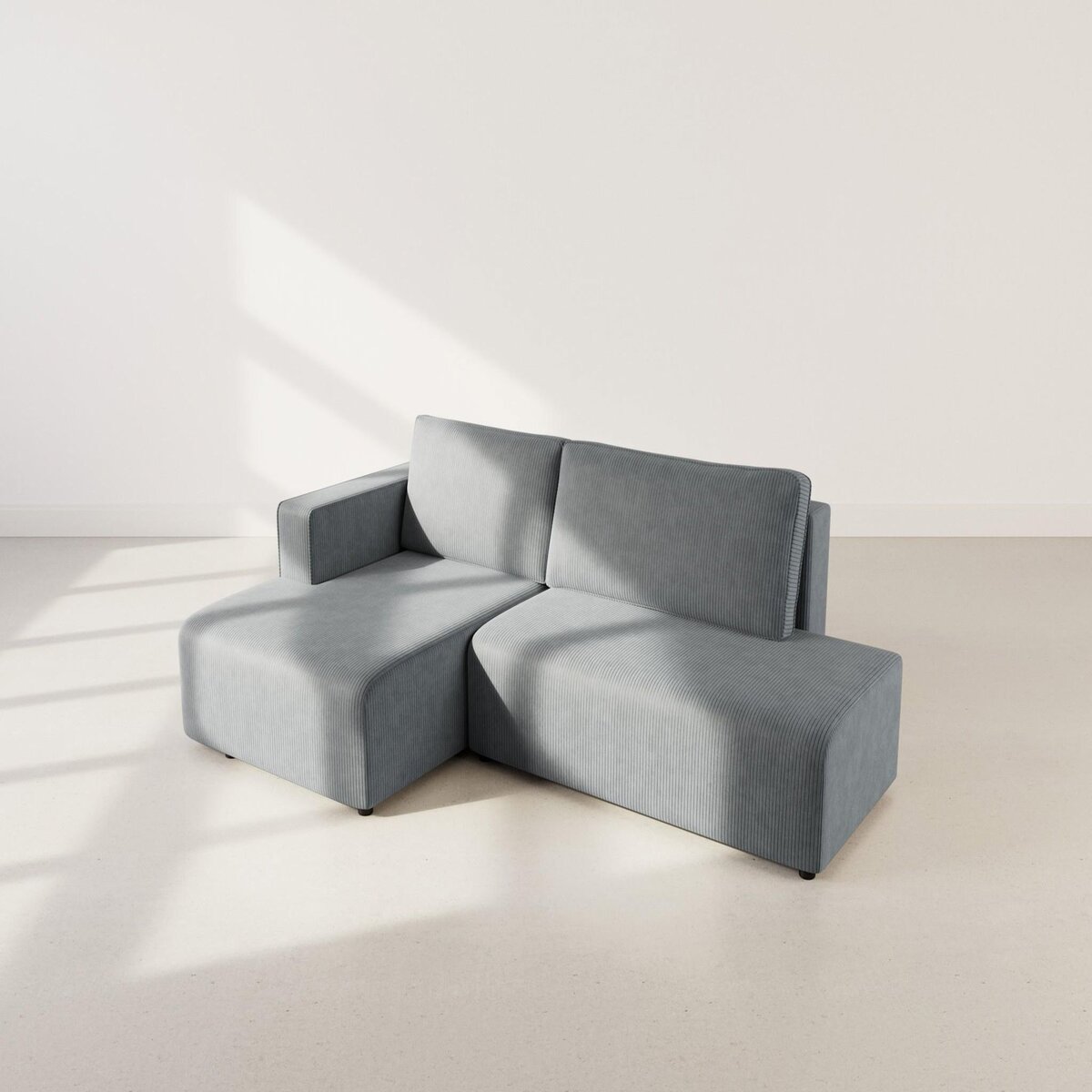 BEST MOBILIER Topaze - canapé d'angle gauche 4 places convertible avec coffre en velours côtelé