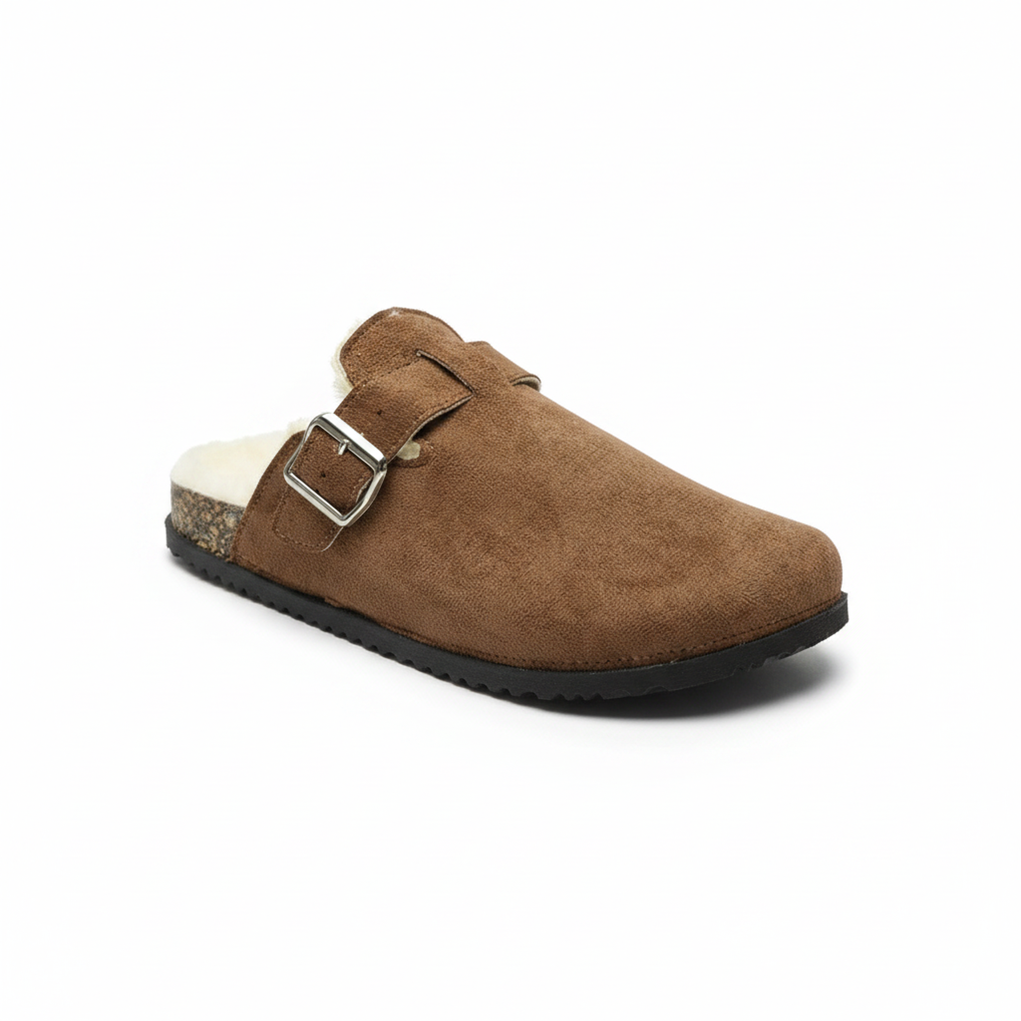 OZABI Ozabi sabots mules femme fourrées suédine boucle ajustable. Coloris disponibles : Marron, Beige