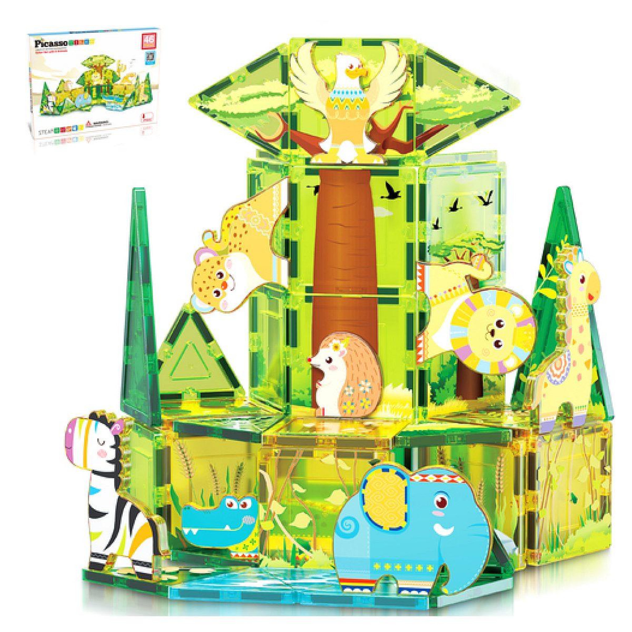 Voir la diapositive 4 : Tactic Set Magnetique Safari 46 pcs - PicassoTiles