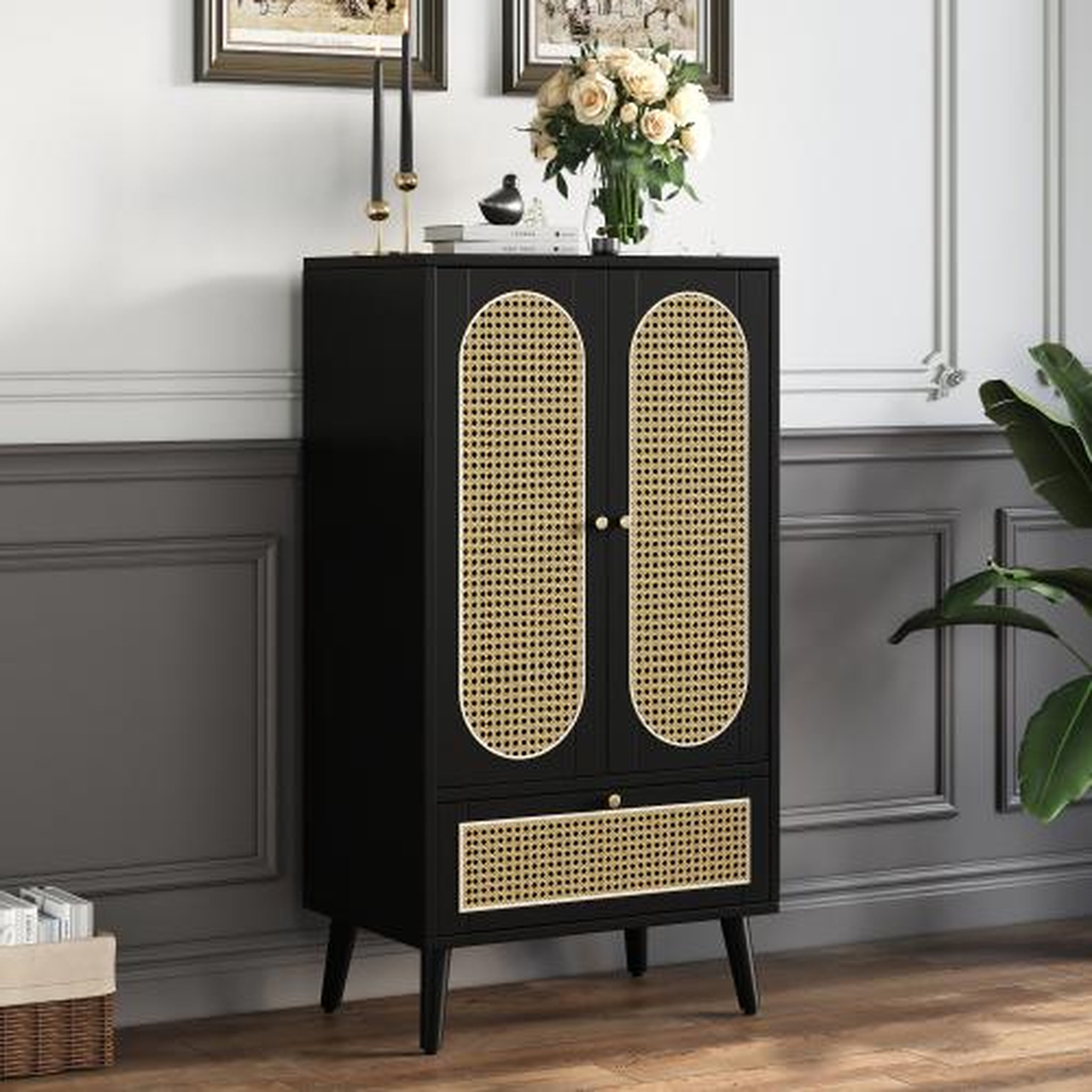 Voir la diapositive 5 : MERAX Buffet 2 porte(s) 1 tiroir(s) - 60 cm noir panneau de particules
