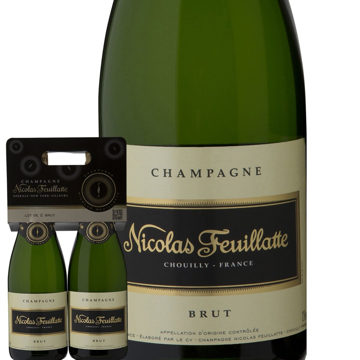 NICOLAS FEUILLATTE AOP Champagne brut pack de 2 bouteilles 1,5L