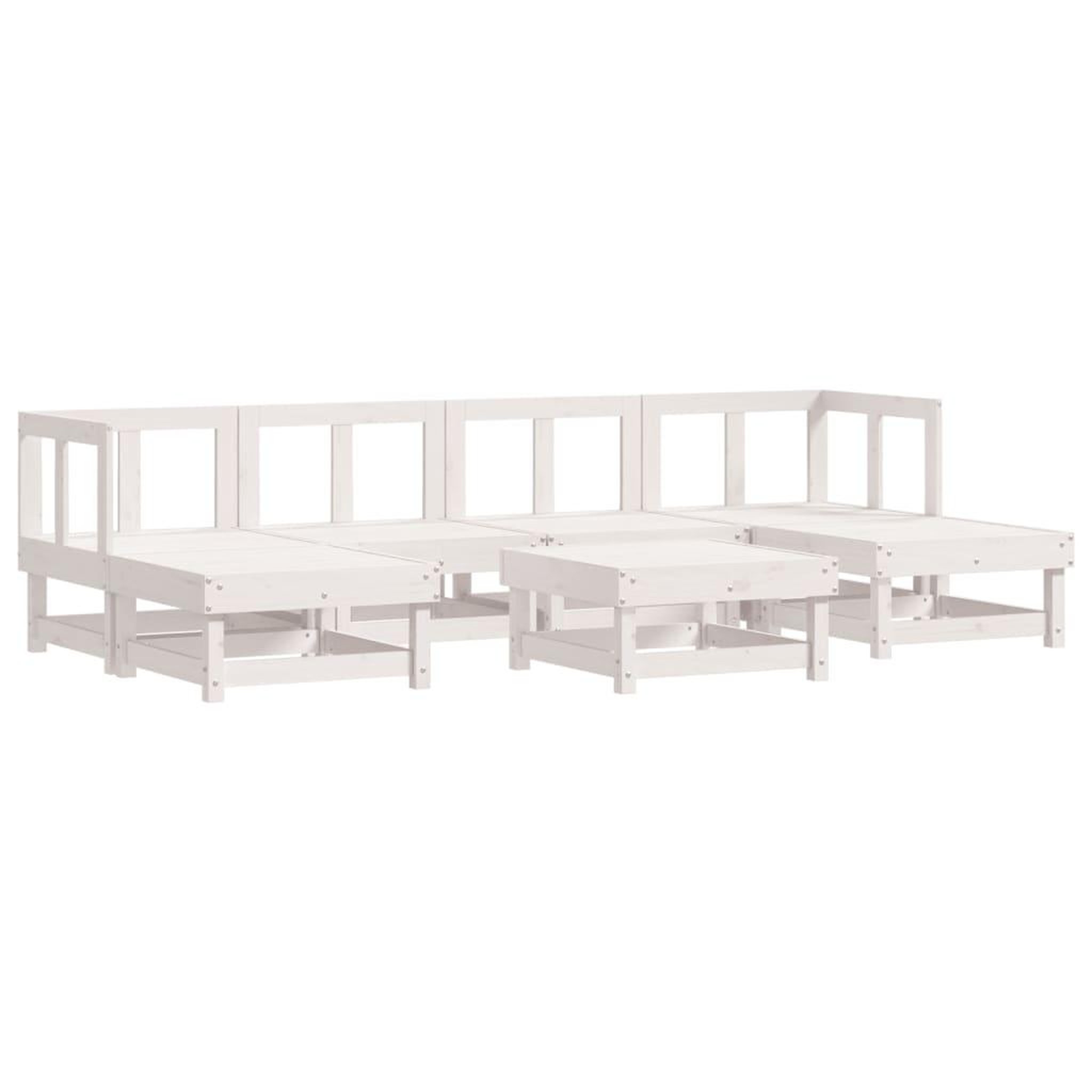 Voir la diapositive 2 : VIDAXL Salon de jardin 7 pcs Blanc Bois de pin massif