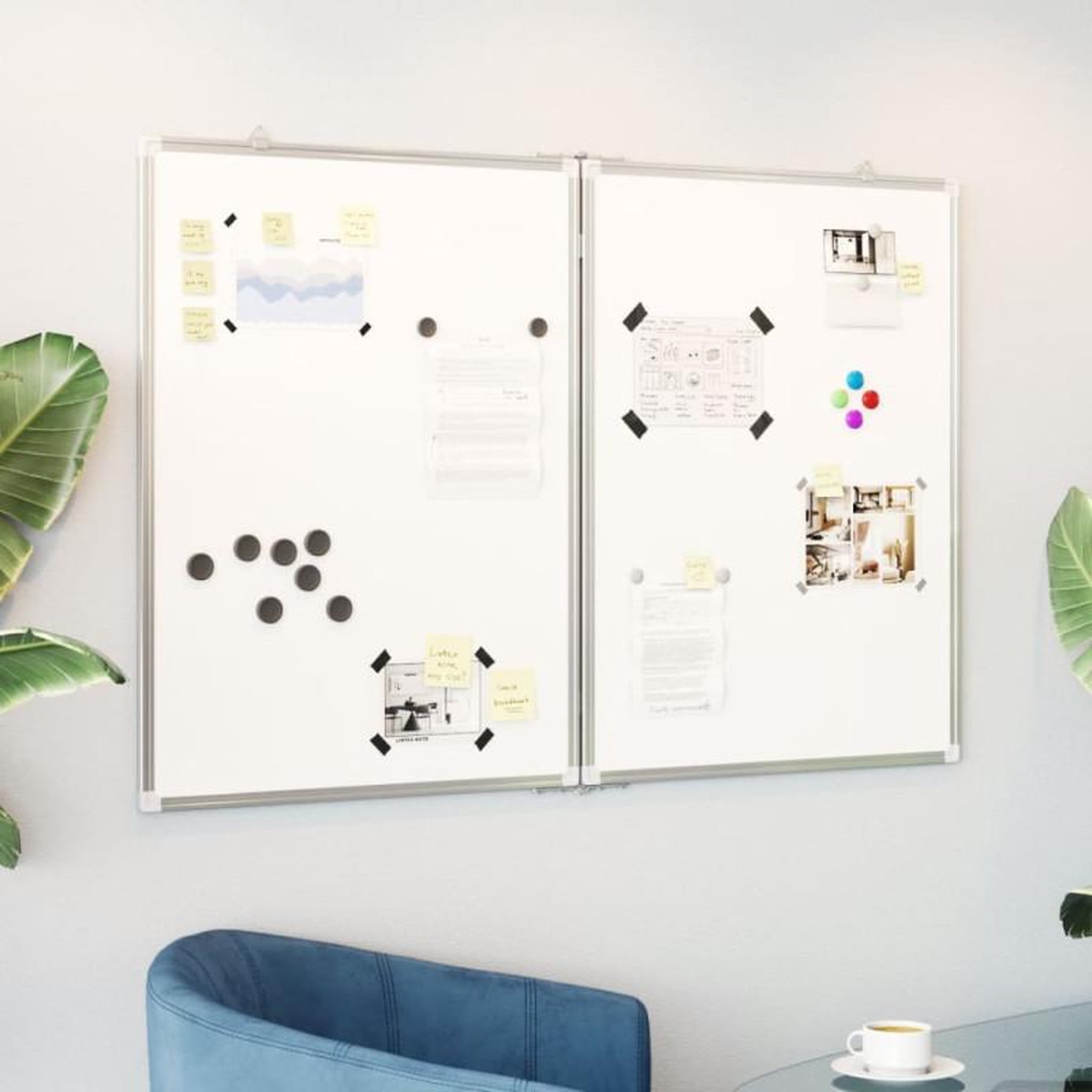 Voir la diapositive 1 : VIDAXL Tableau blanc magnétique pliable 120x100x1,7 cm aluminium