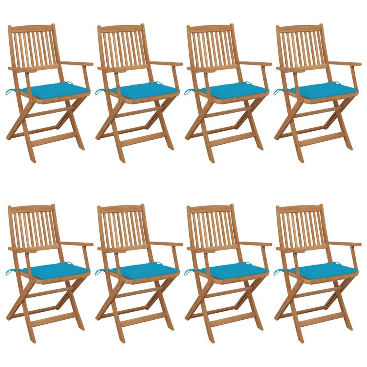 VIDAXL Chaises pliables de jardin lot de 8 avec coussins Bois d'acacia