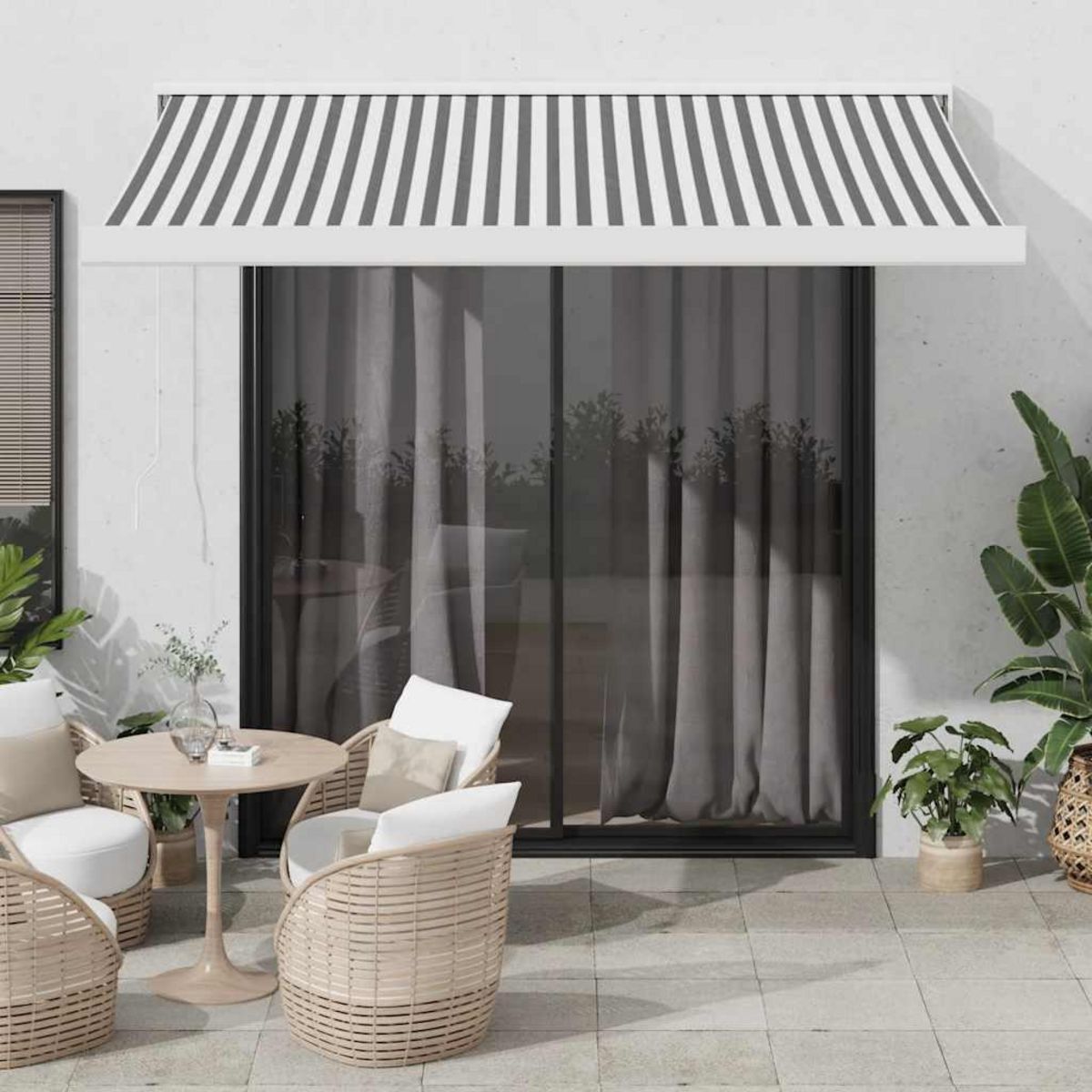 VIDAXL Auvent retractable anthracite et blanc 3,5x2,5m tissu/aluminium