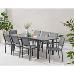 MARKET24 Ensemble repas de jardin 6 a 8 personnes : Table extensible 180-240 cm + 2 fauteuils + 6 chaises - Gris