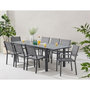 Voir la diapositive 1 : MARKET24 Ensemble repas de jardin 6 a 8 personnes : Table extensible 180-240 cm + 2 fauteuils + 6 chaises - Gris