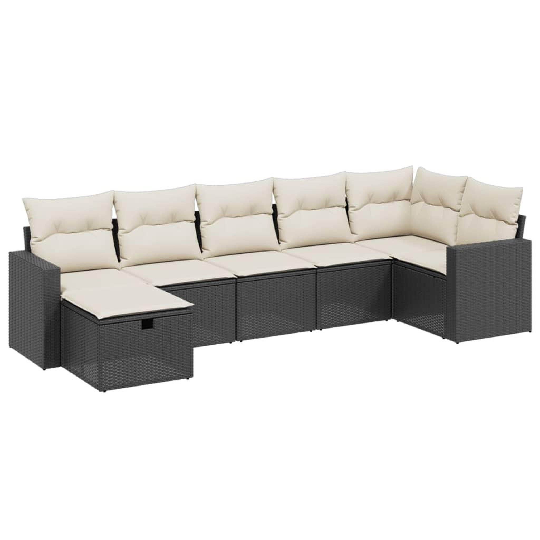 Voir la diapositive 2 : VIDAXL Salon de jardin 7 pcs avec coussins noir resine tressee