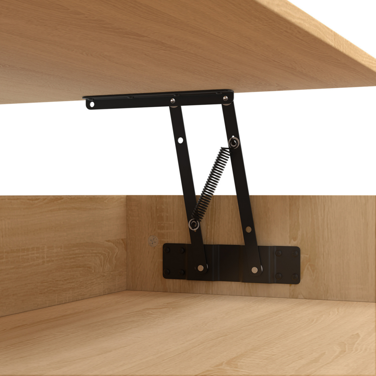 ID MARKET Table basse plateau relevable EDEN carrée bois et noir