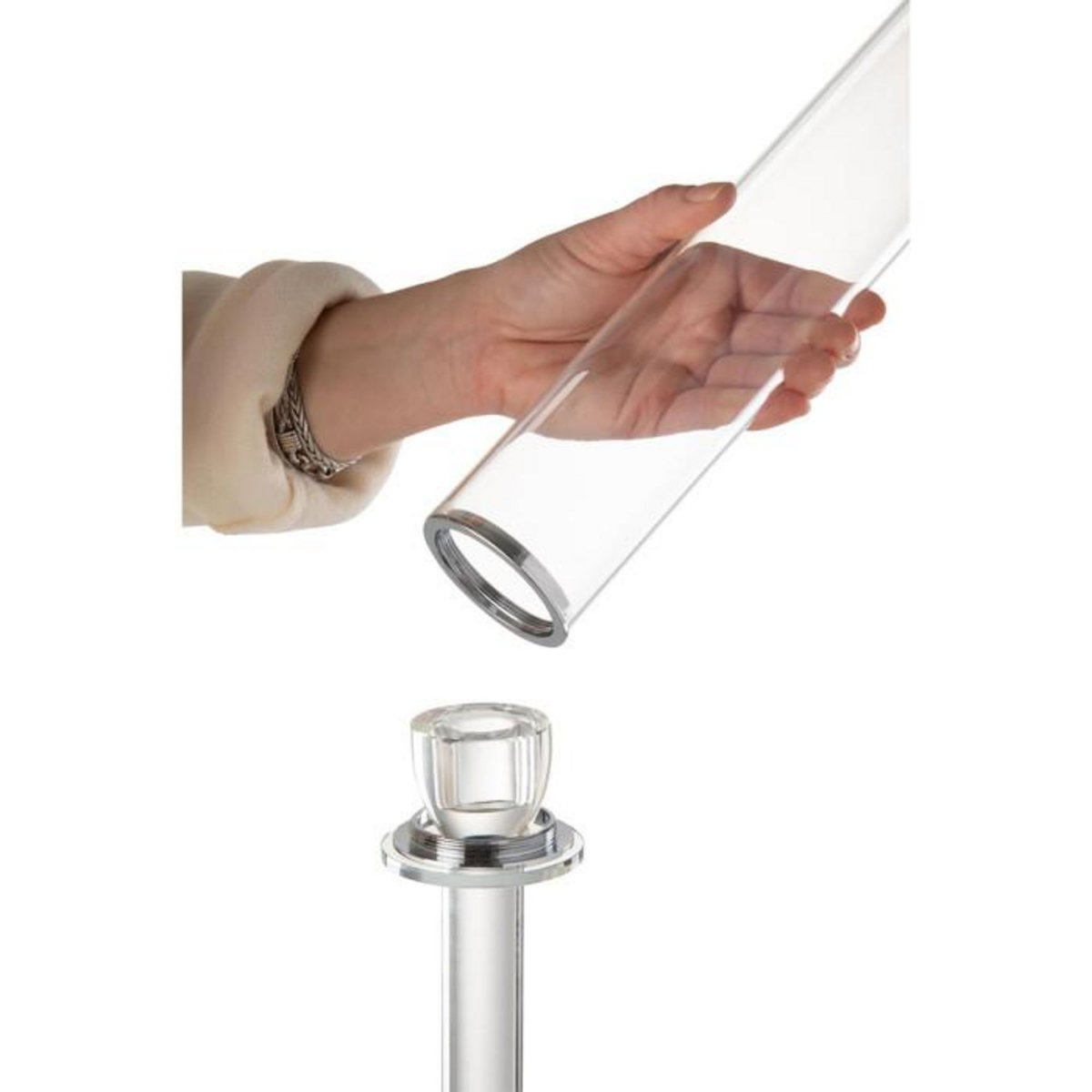 Paris Prix Chandelier Design en Verre  Moira  100cm Transparent