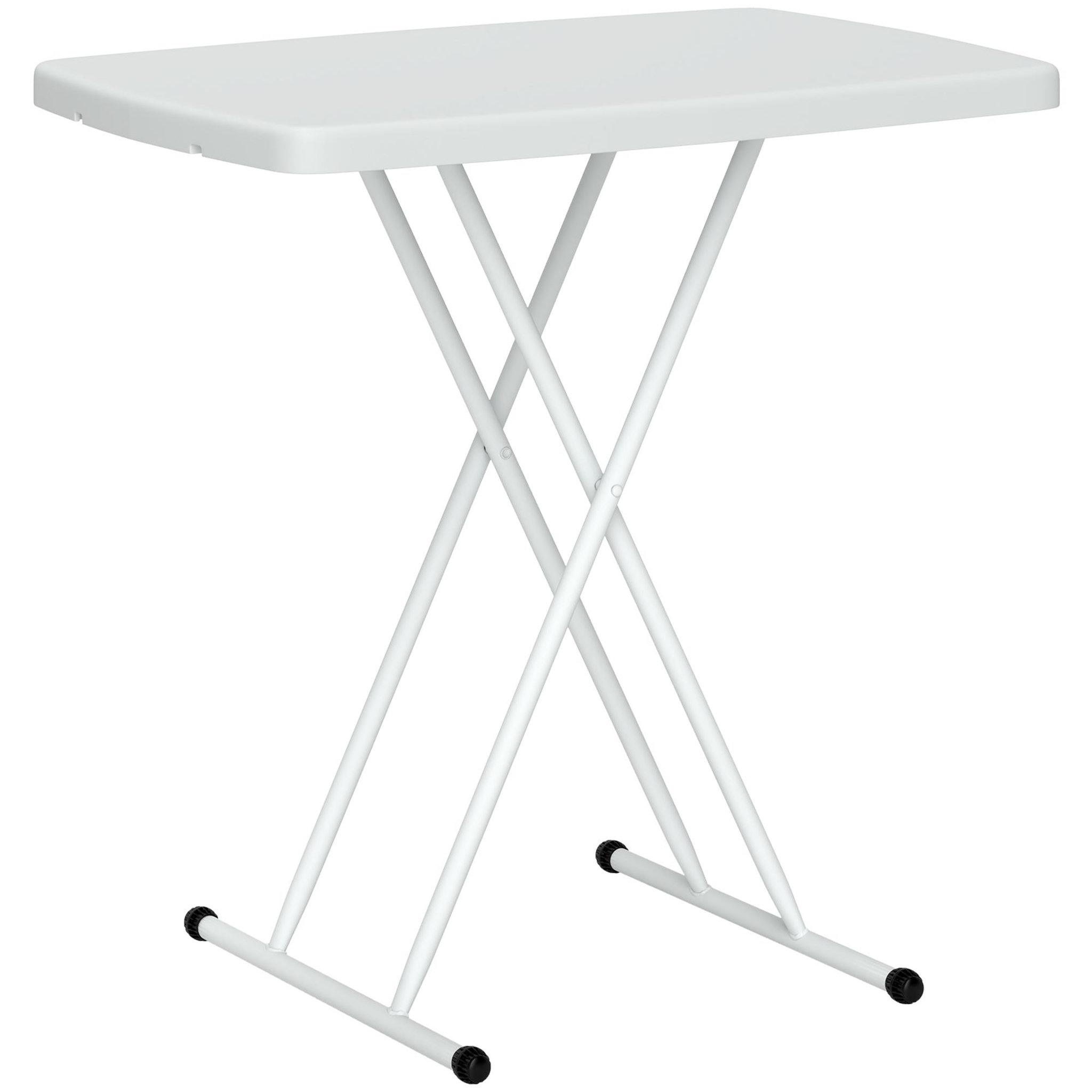 Voir la diapositive 1 : OUTSUNNY Table d'appoint pliable de jardin hauteur réglable 6 niveaux HDPE métal blanc