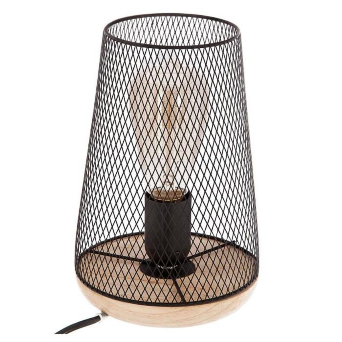 ATMOSPHERA Lampe en Métal & Bois  Industriel  23cm Noir