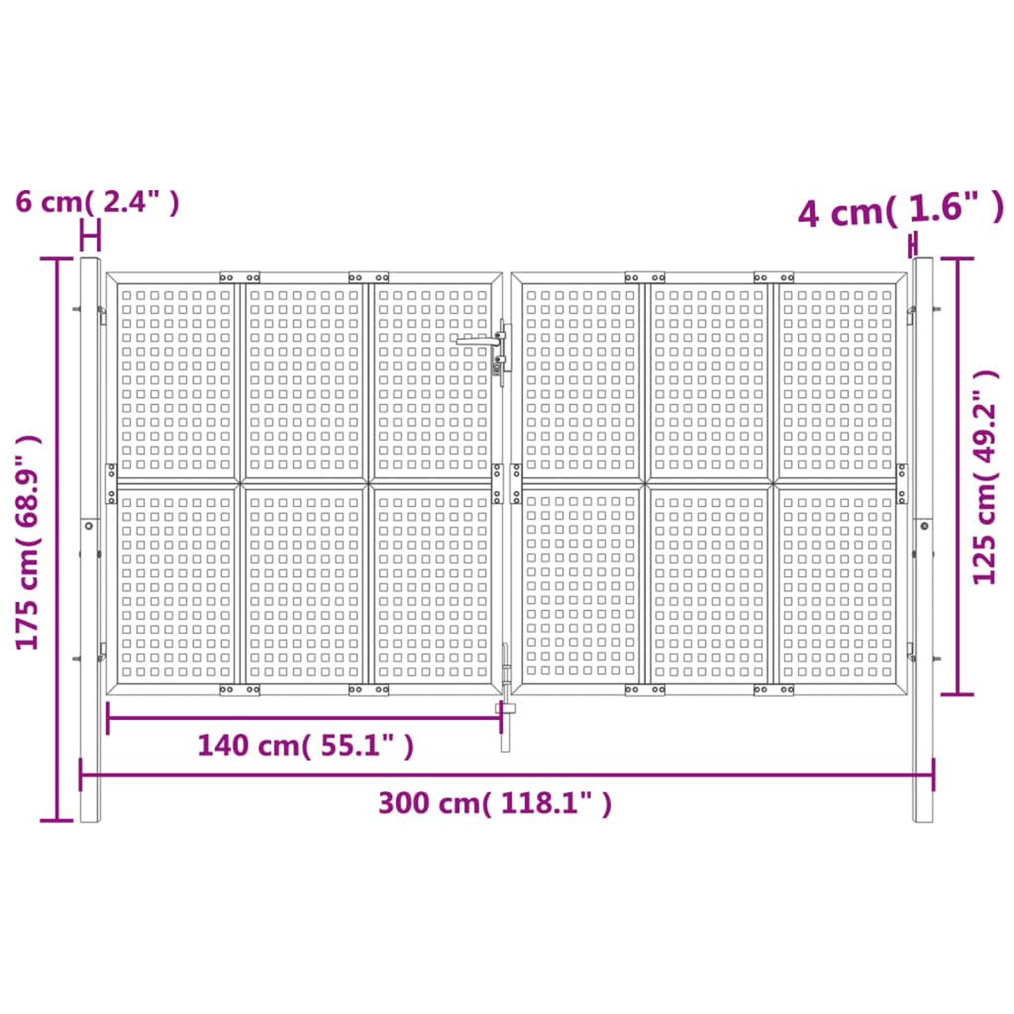 Voir la diapositive 6 : VIDAXL Portail de jardin anthracite 300 x 125 cm acier