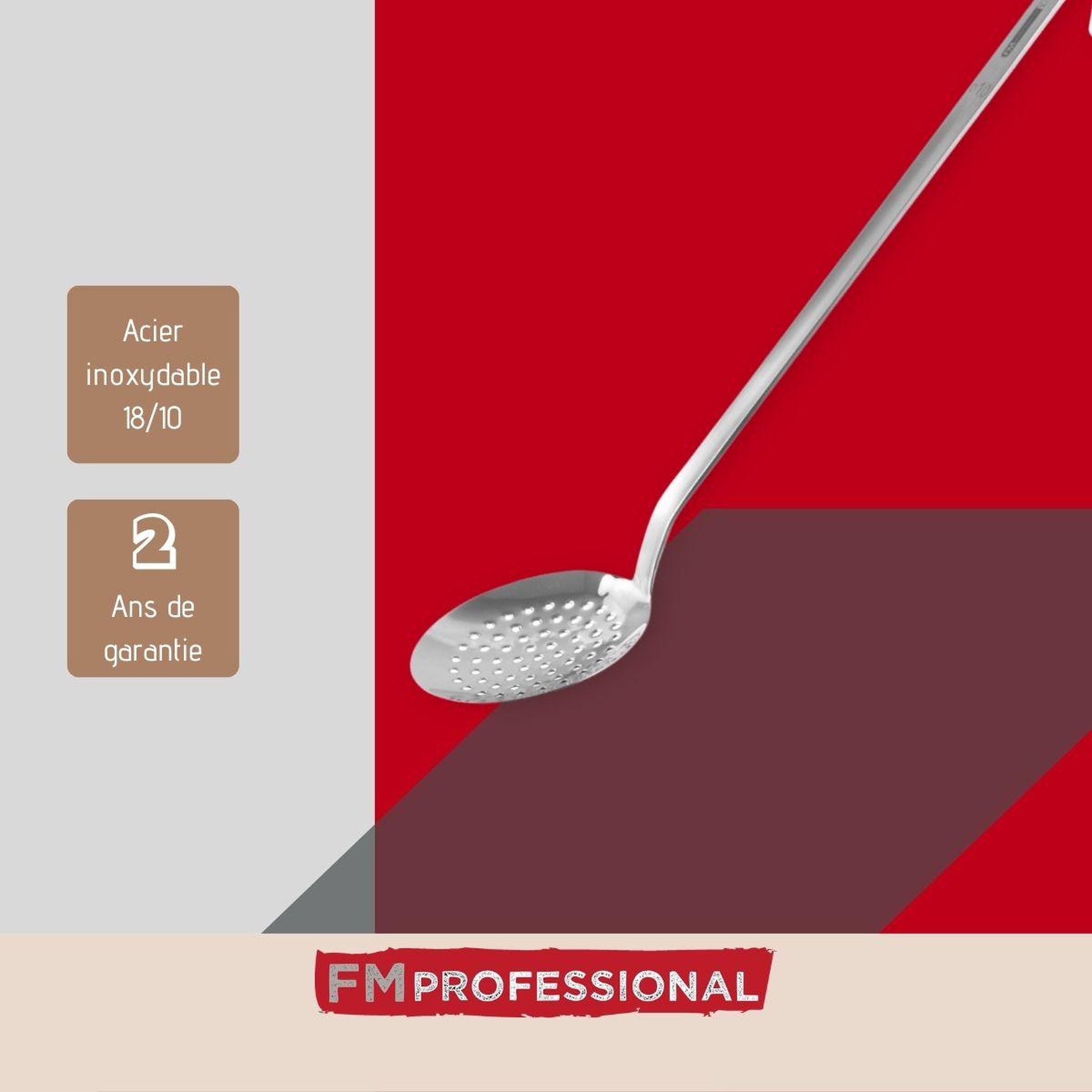 Voir la diapositive 4 : FM PROFESSIONAL Ecumoire de cuisine inox 39,4 cm fm professional divers