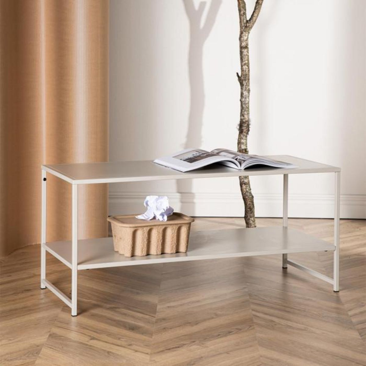 Paris Prix Table Basse Avec Étagère  Staal  102cm Beige