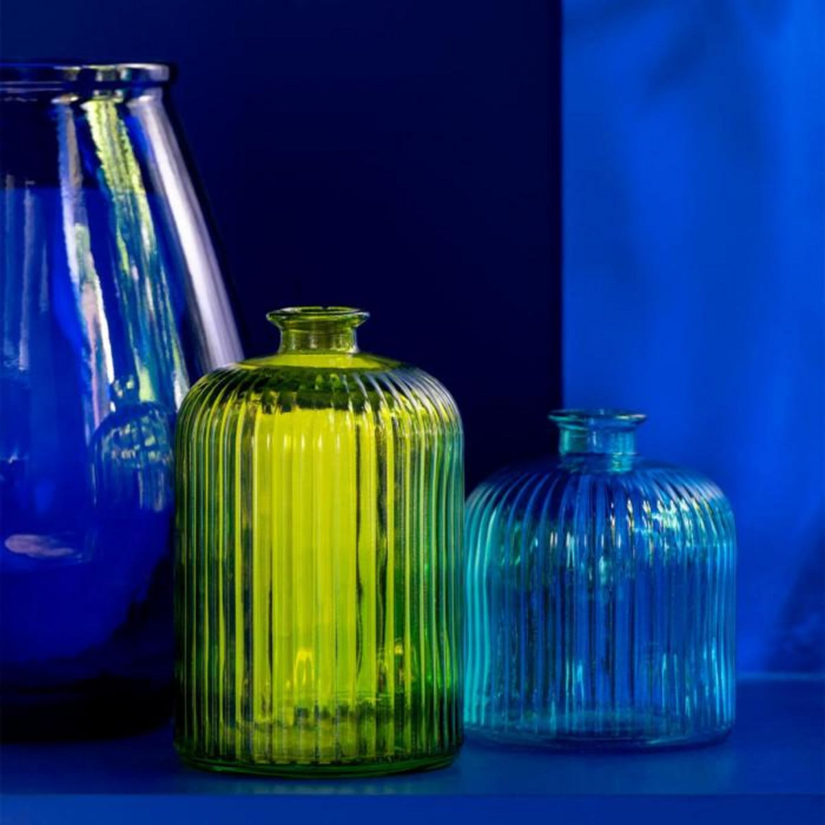 Paris Prix Vase Bouteille en Verre  Stripe  23cm Jaune