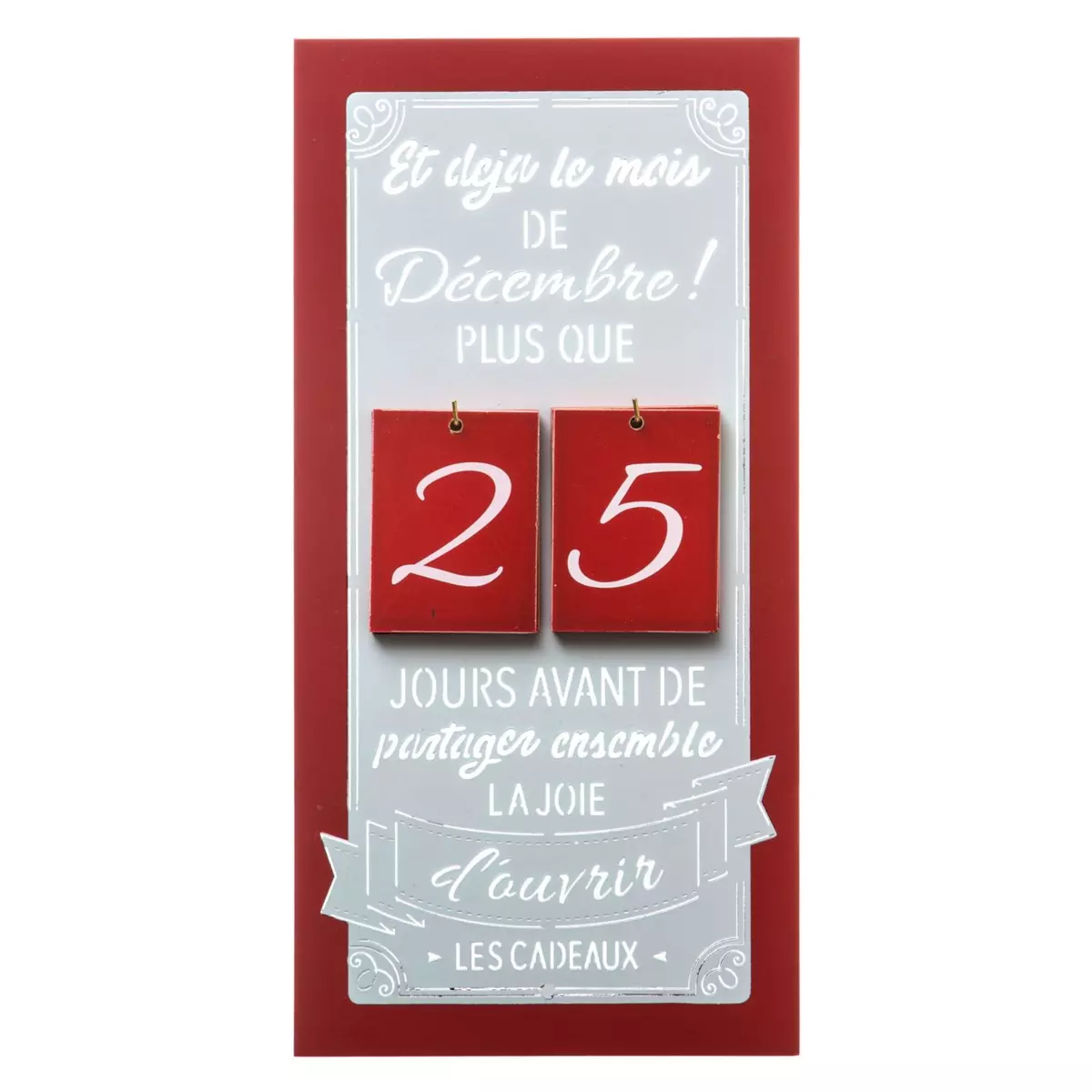 FEERIC LIGHT & CHRISTMAS Calendrier de l'Avent en bois à suspendre Jeanne - Rouge