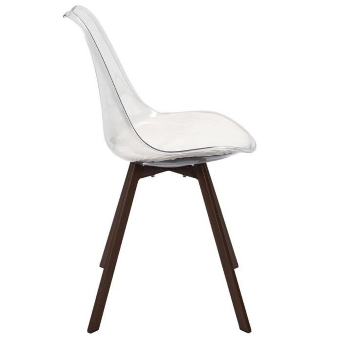 Paris Prix Lot de 4 Chaises Coussin Côtelé  Scott  82cm Transparent & Beige