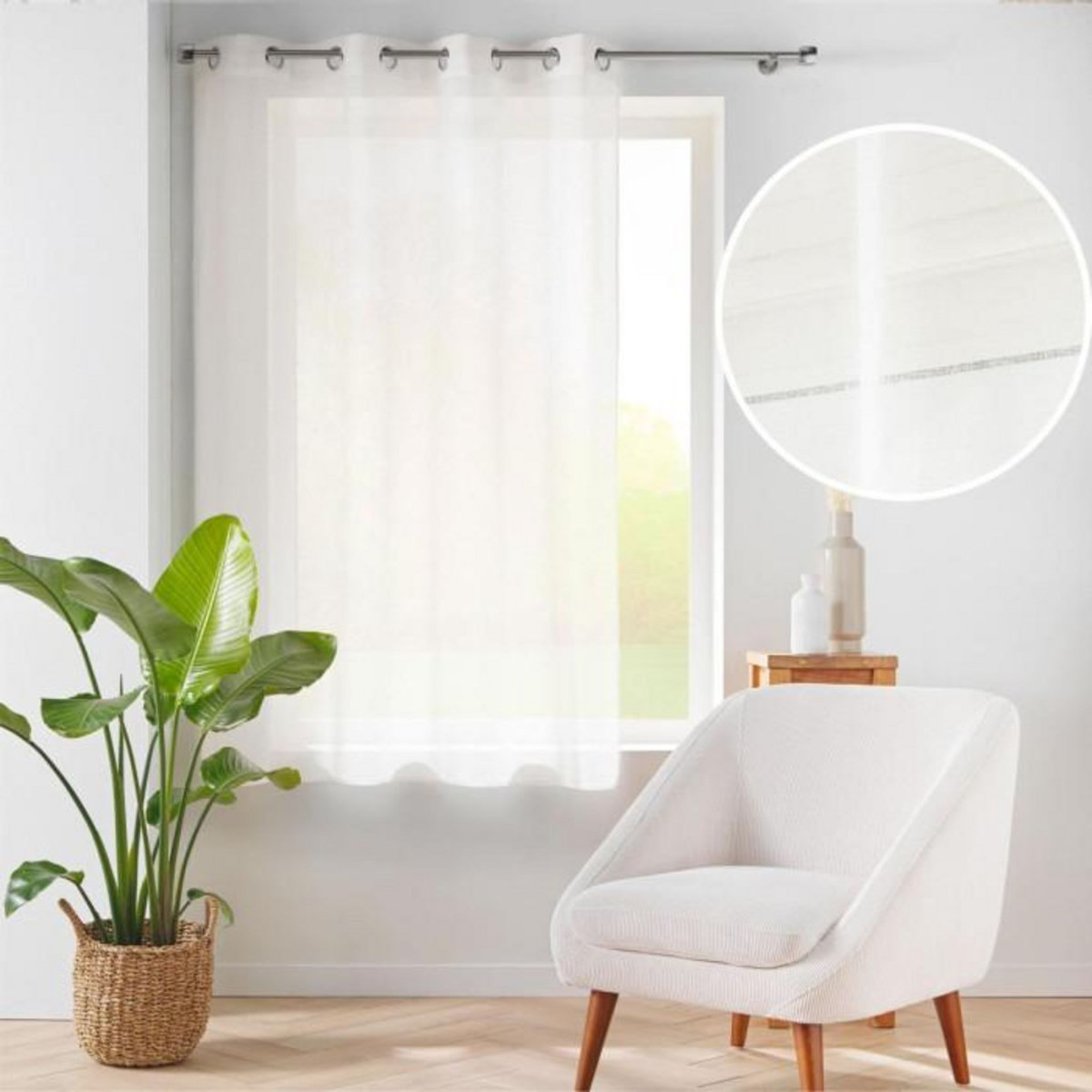 Paris Prix Rideau Voilage à Œillets  Carlin  140x180cm Naturel