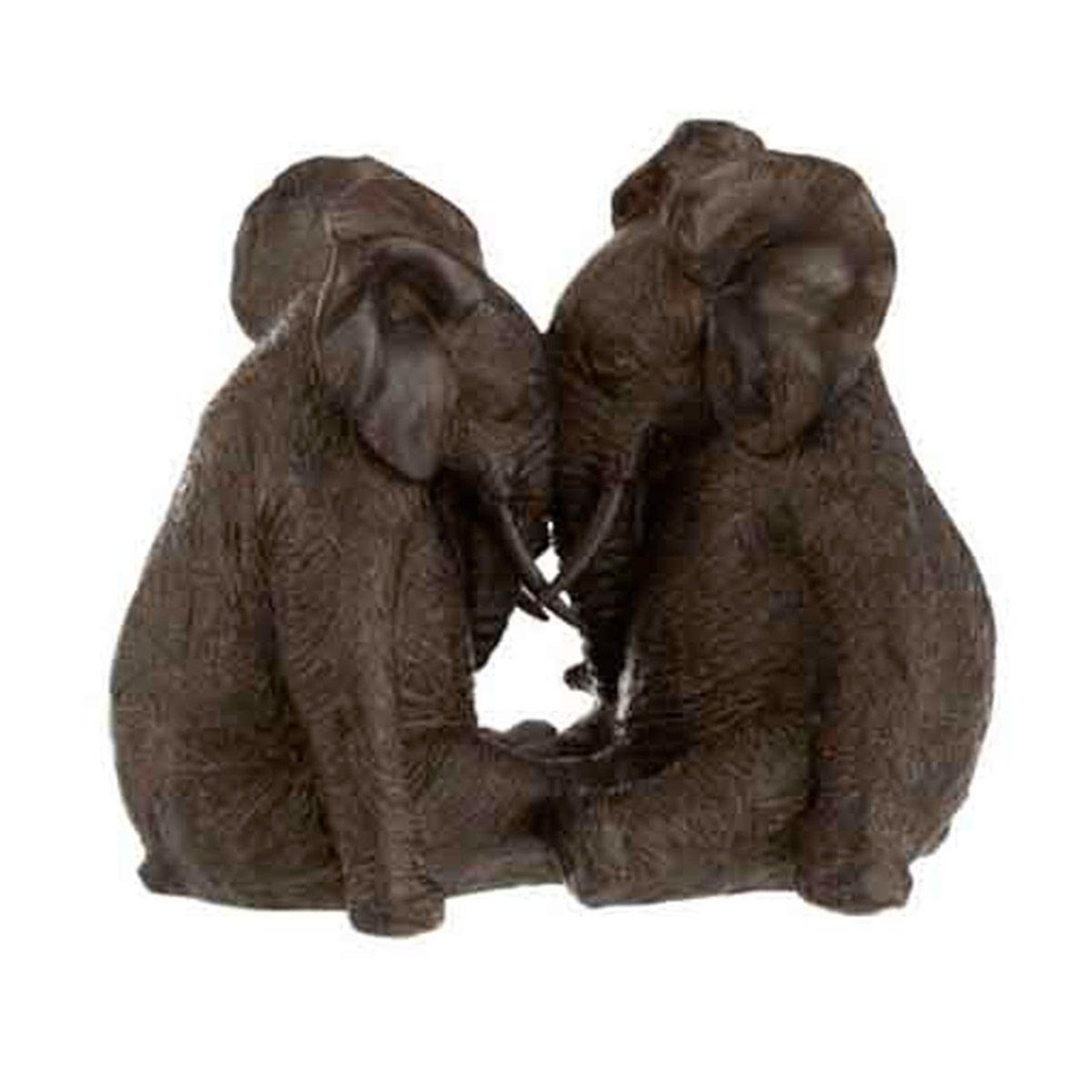J-LINE Statuette déco  couple d'éléphants  25cm marron