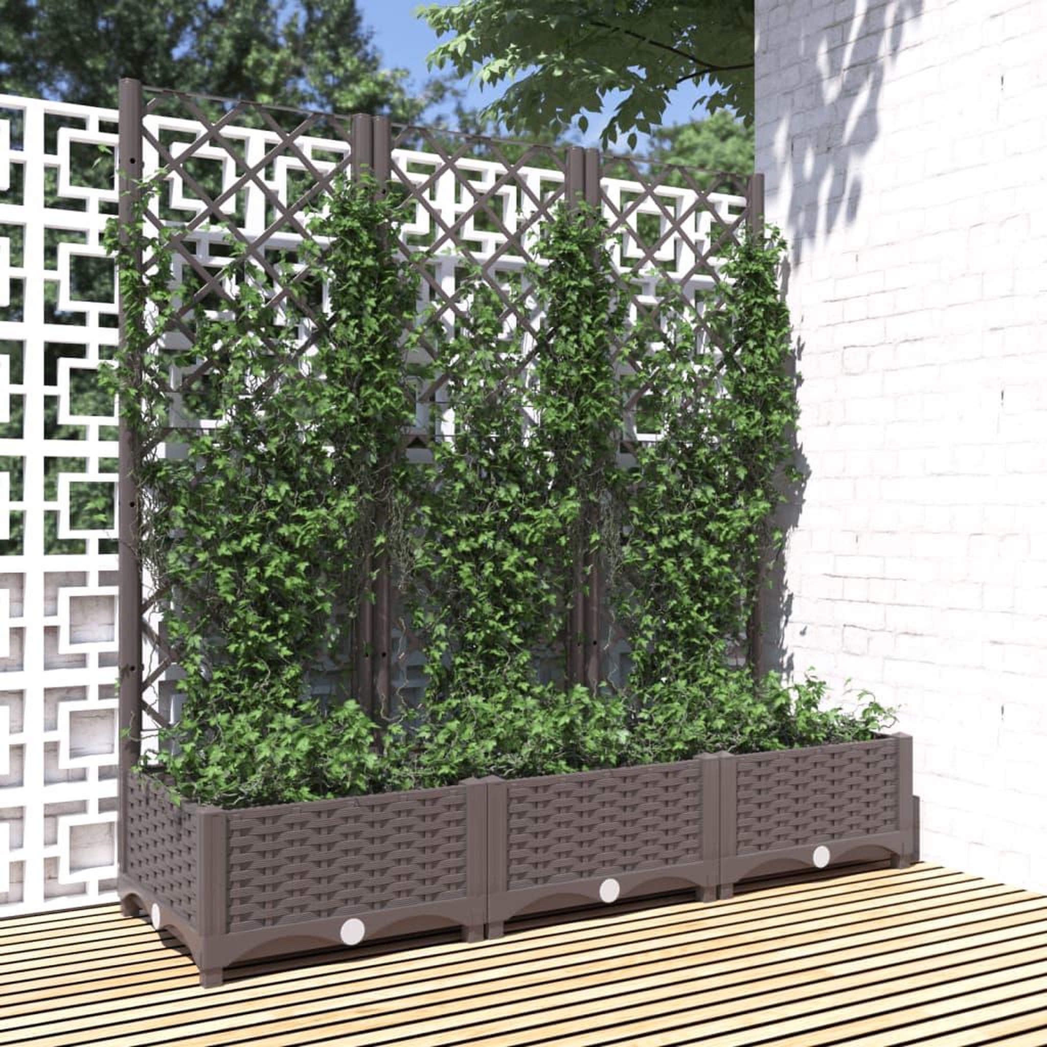 Voir la diapositive 1 : VIDAXL Jardiniere avec treillis Marron 120x40x121,5 cm PP