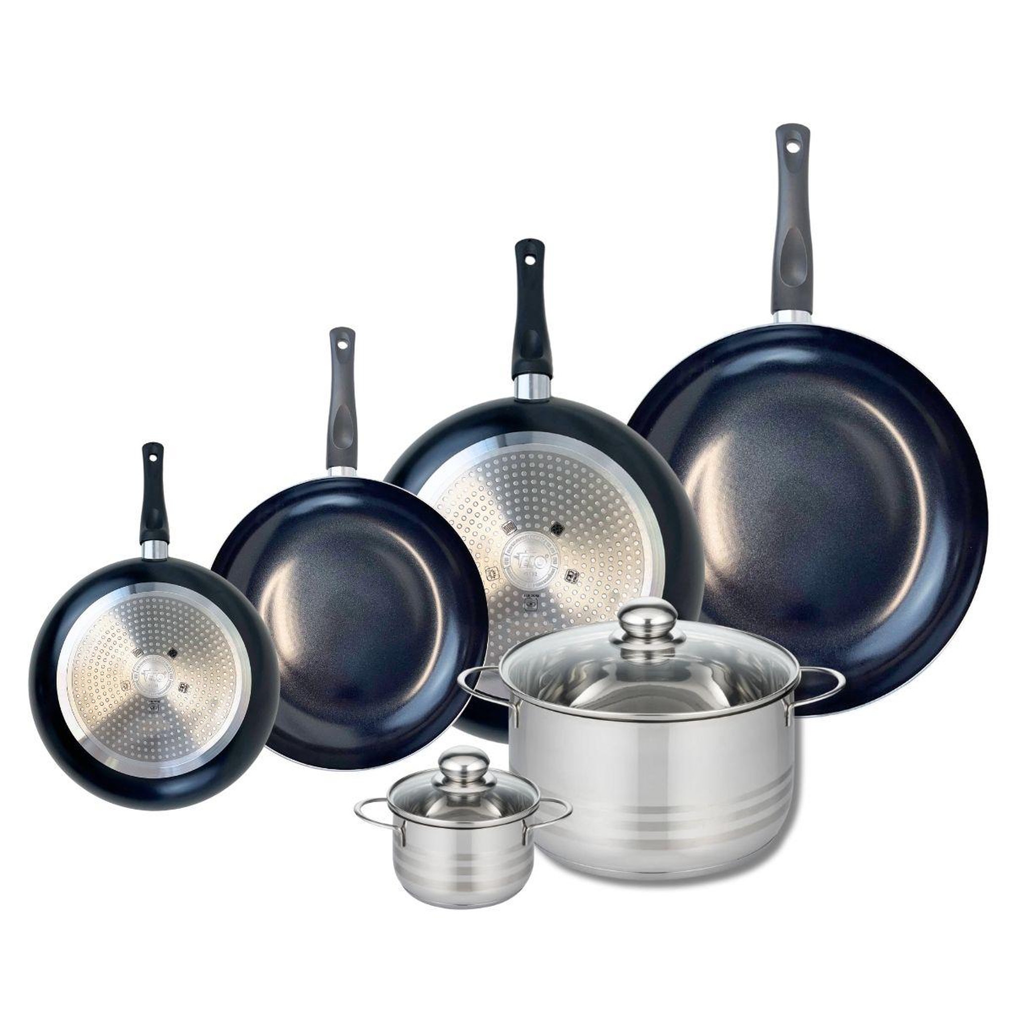 ELO Ensemble de 4 poêles de cuisson 20, 24, 28 et 32 cm et 2 faitouts 12 et 24 cm elo prima brillant