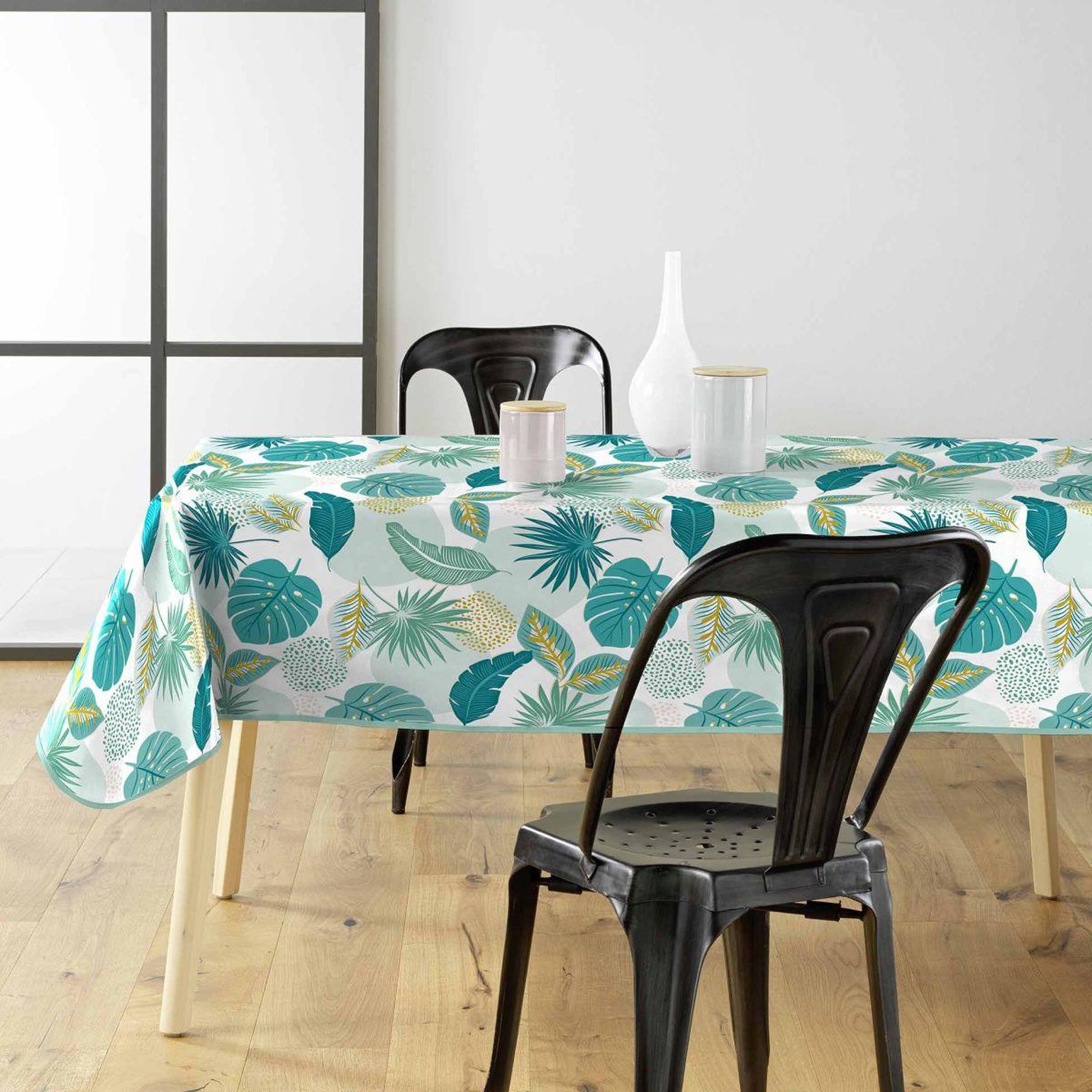 Voir la diapositive 3 : Douceur d'Intérieur Nappe toile cirée imprimé  plantania  140x240cm bleu