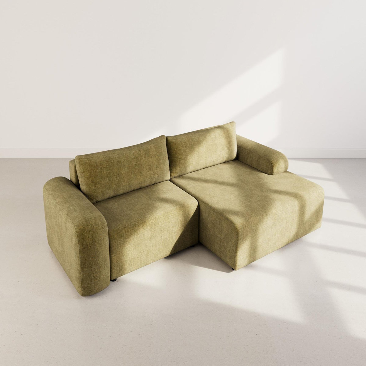 BEST MOBILIER Rebecca - canapé d'angle droit 4 places convertible avec coffre en velours texturé