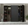 Voir la diapositive 4 : MARKET24 Armoire de chambre - NARAGO - Noir / Blanc - 2 portes battantes, 2 portes coulissantes - 270,3 x 61,2 x 210,5 cm