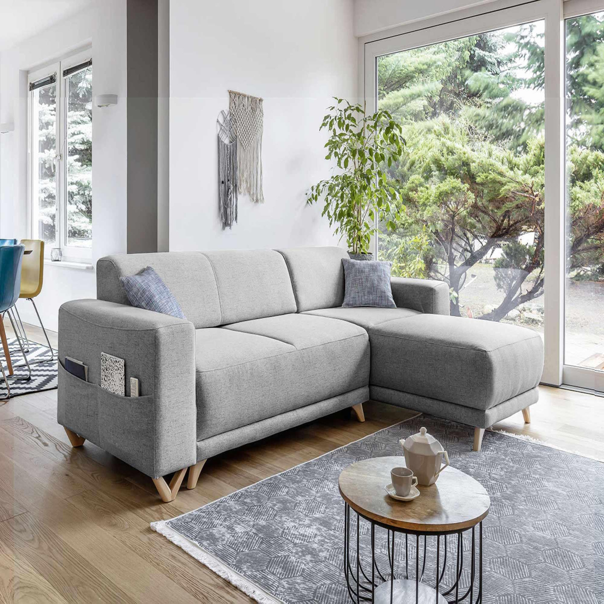 Voir la diapositive 1 : BEST MOBILIER Bella - canapé d'angle réversible convertible - avec coffre - 4 places - tissu