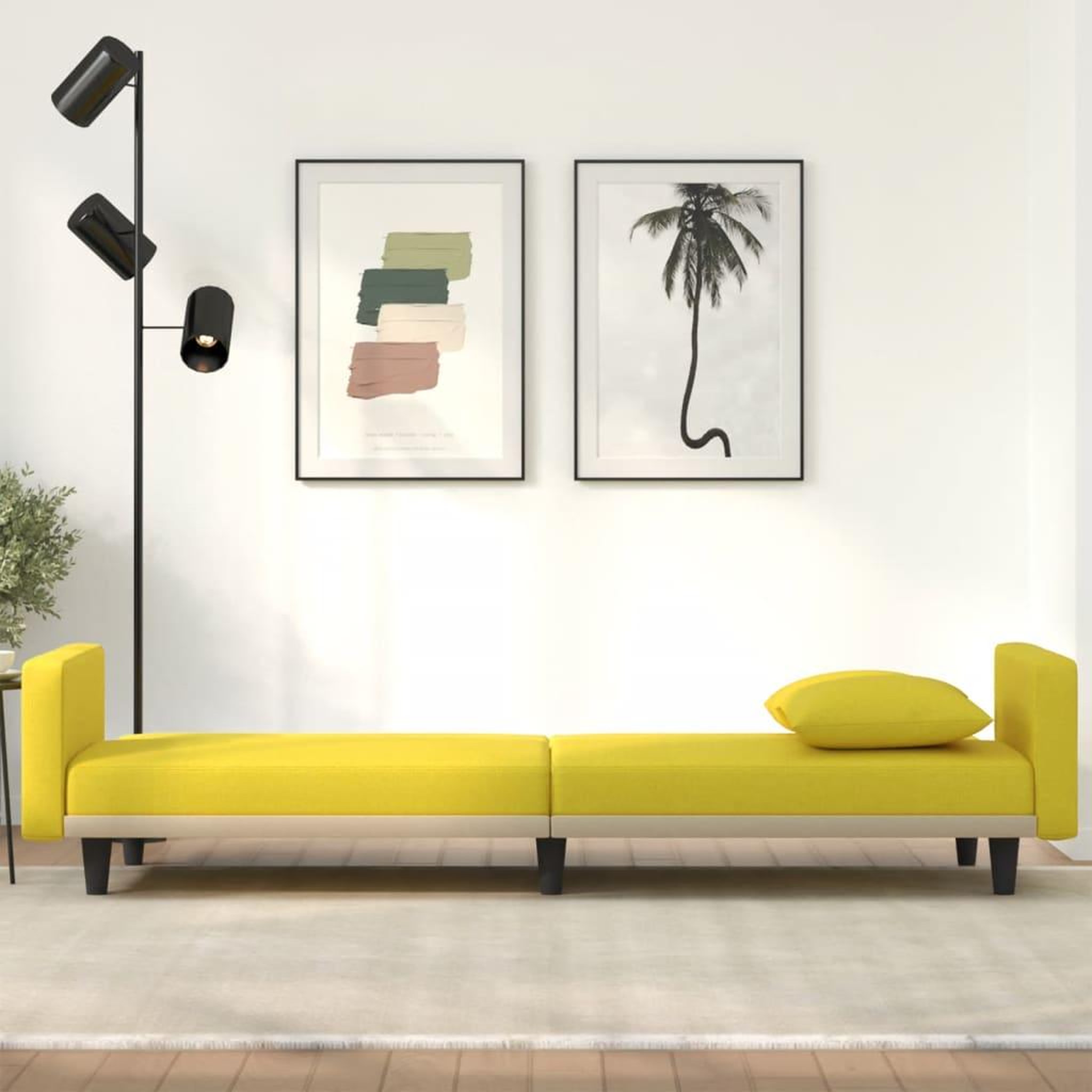 Voir la diapositive 3 : VIDAXL Canape-lit avec coussins jaune clair tissu