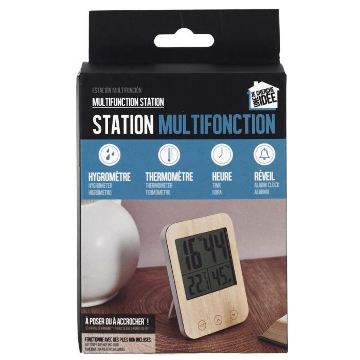 Paris Prix Réveil Station Météo  Multifonction  12cm Naturel